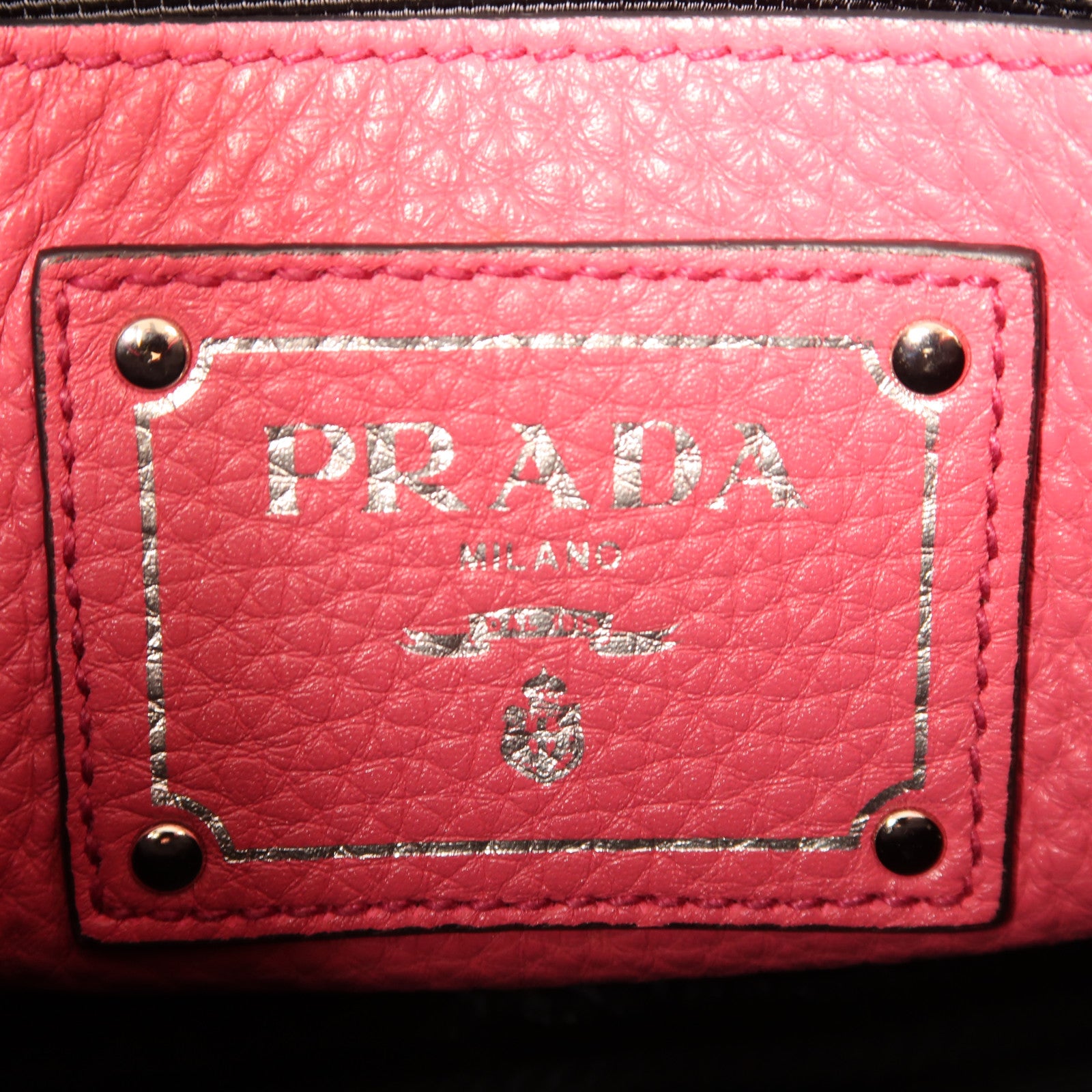 PRADA 牛皮皮革2way Shoulder銀扣手挽肩背兩用袋