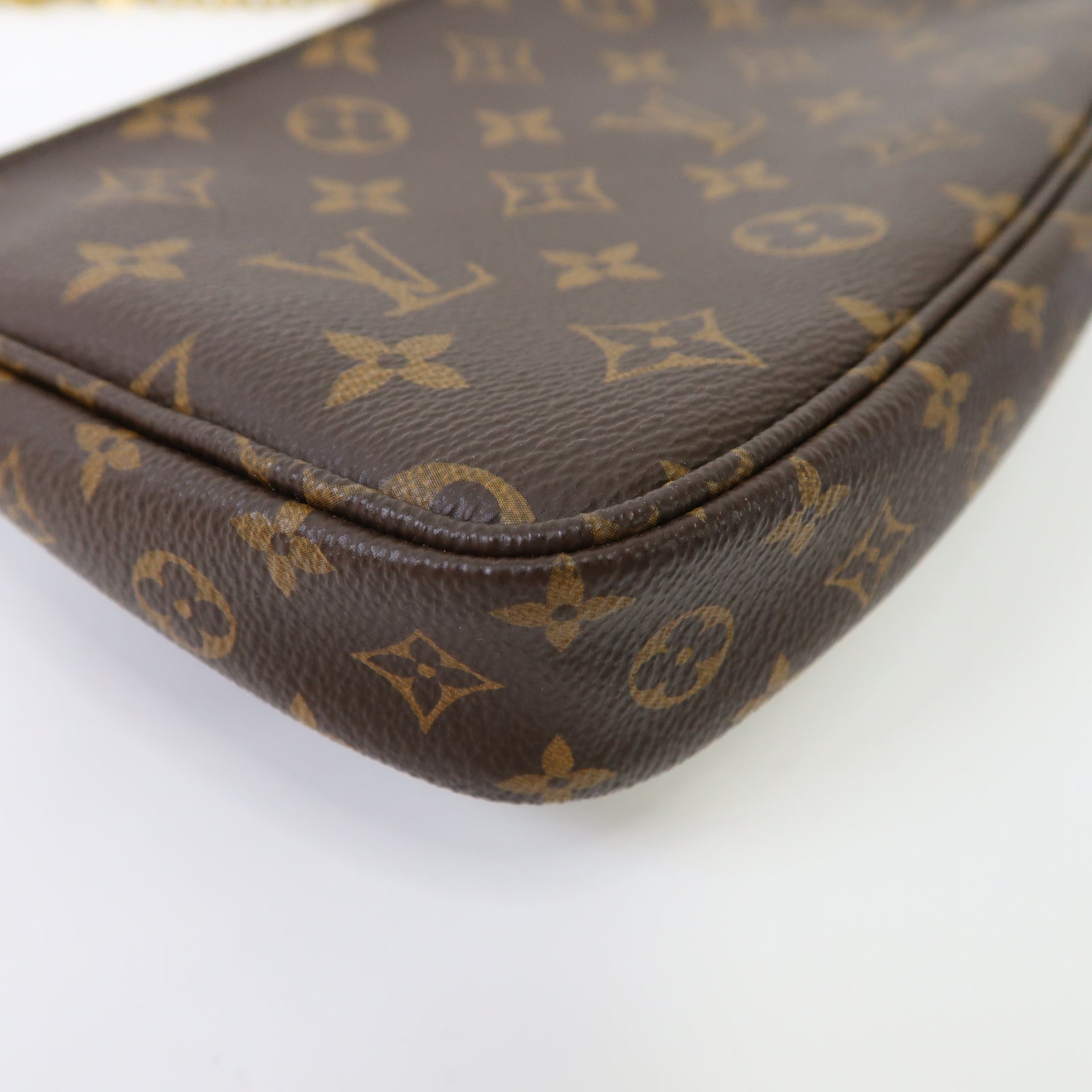 LOUIS VUITTON Monogram Multi Pochette金扣手挽肩背兩用袋啡色/粉紅色