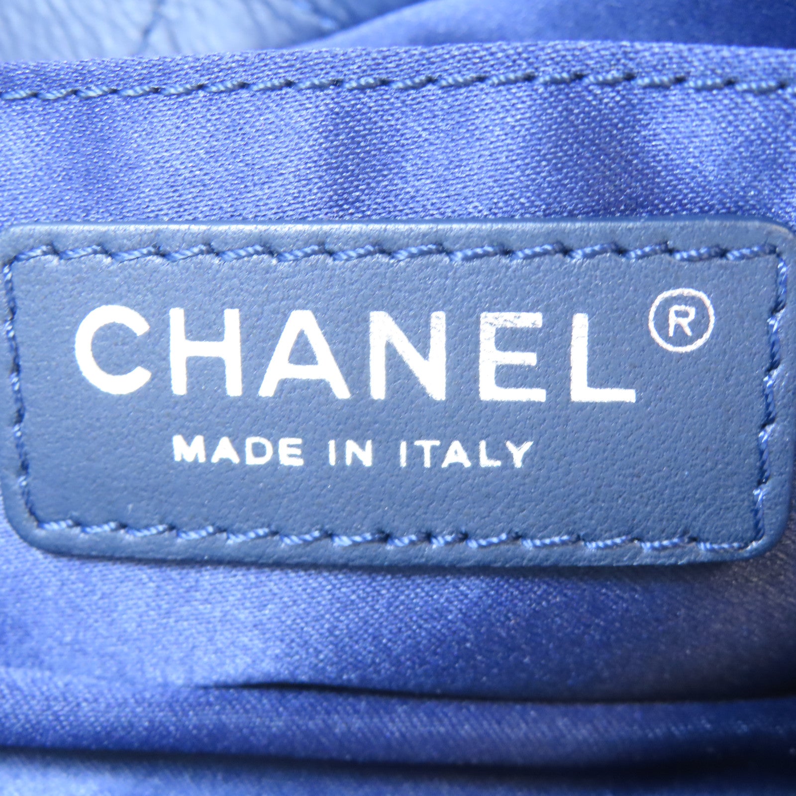 CHANEL 羊皮皮革Tote Bag銀扣肩背袋藍色