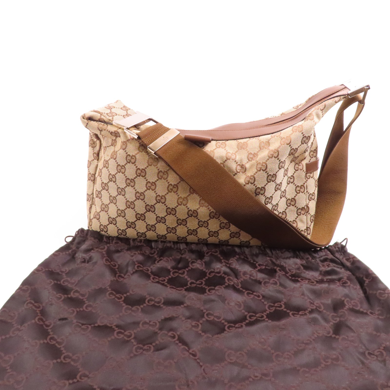 GUCCI GG GHW Shoulder Bag Canvas 35097 Brown