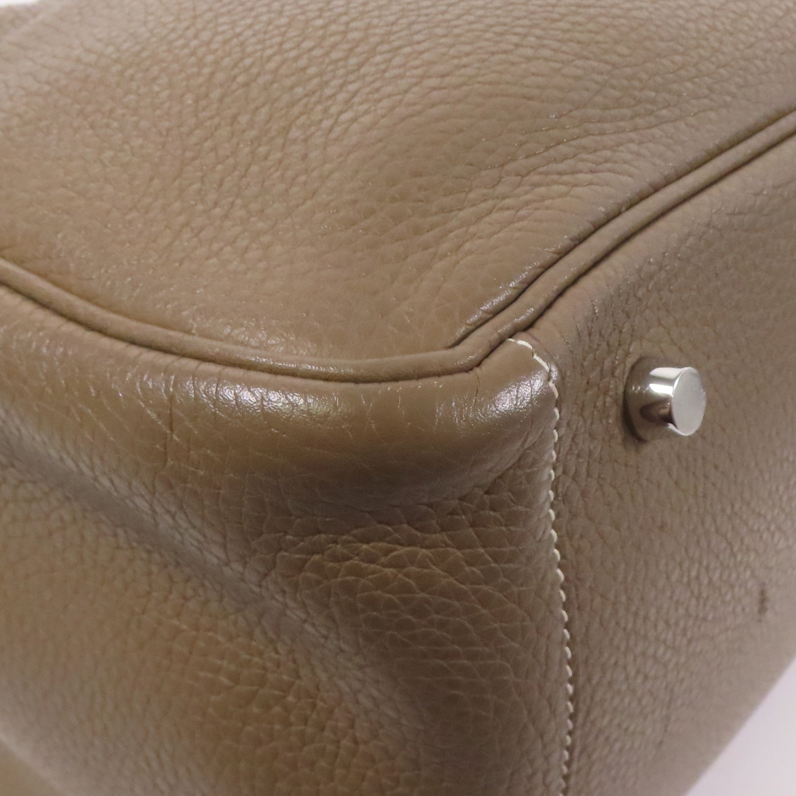 HERMES Clemence皮革Lindy 34銀扣手挽肩背兩用袋Etoupe