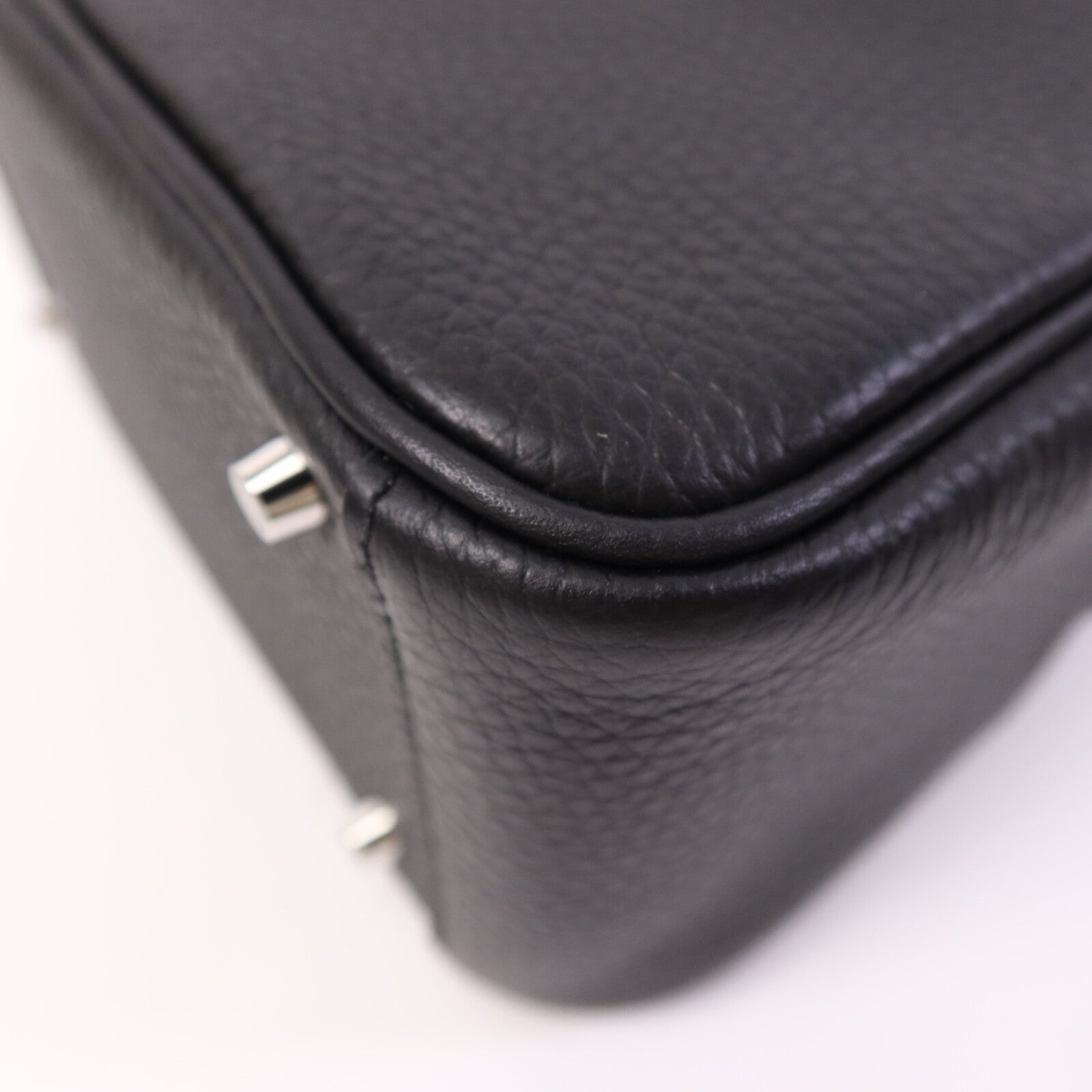 HERMES Clemence皮革Mini Lindy金扣手挽肩背兩用袋Noir