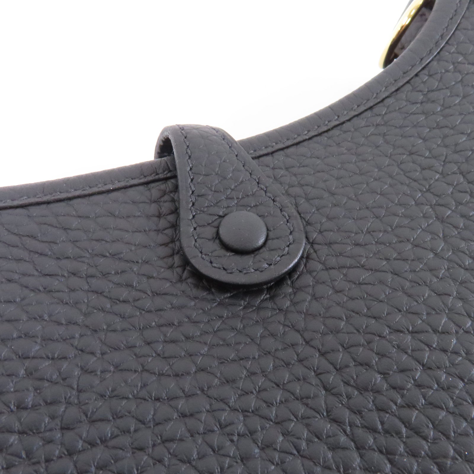 HERMES Clemence皮革Evelyne TPM金扣肩背袋Noir/黑色
