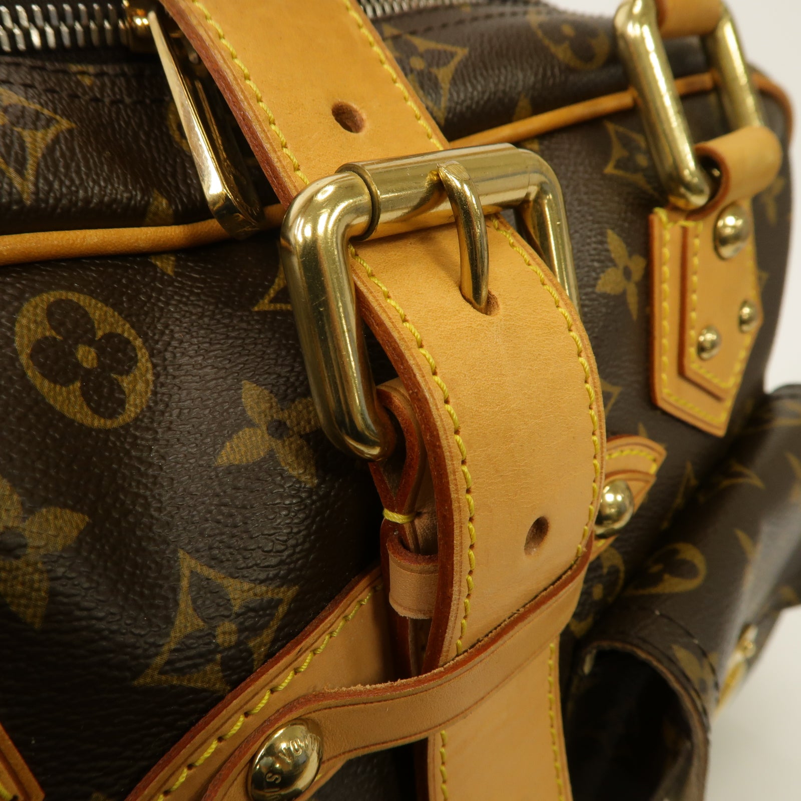 LOUIS VUITTON 【激減優惠】Monogram Manhattan GM金扣肩背袋棕色
