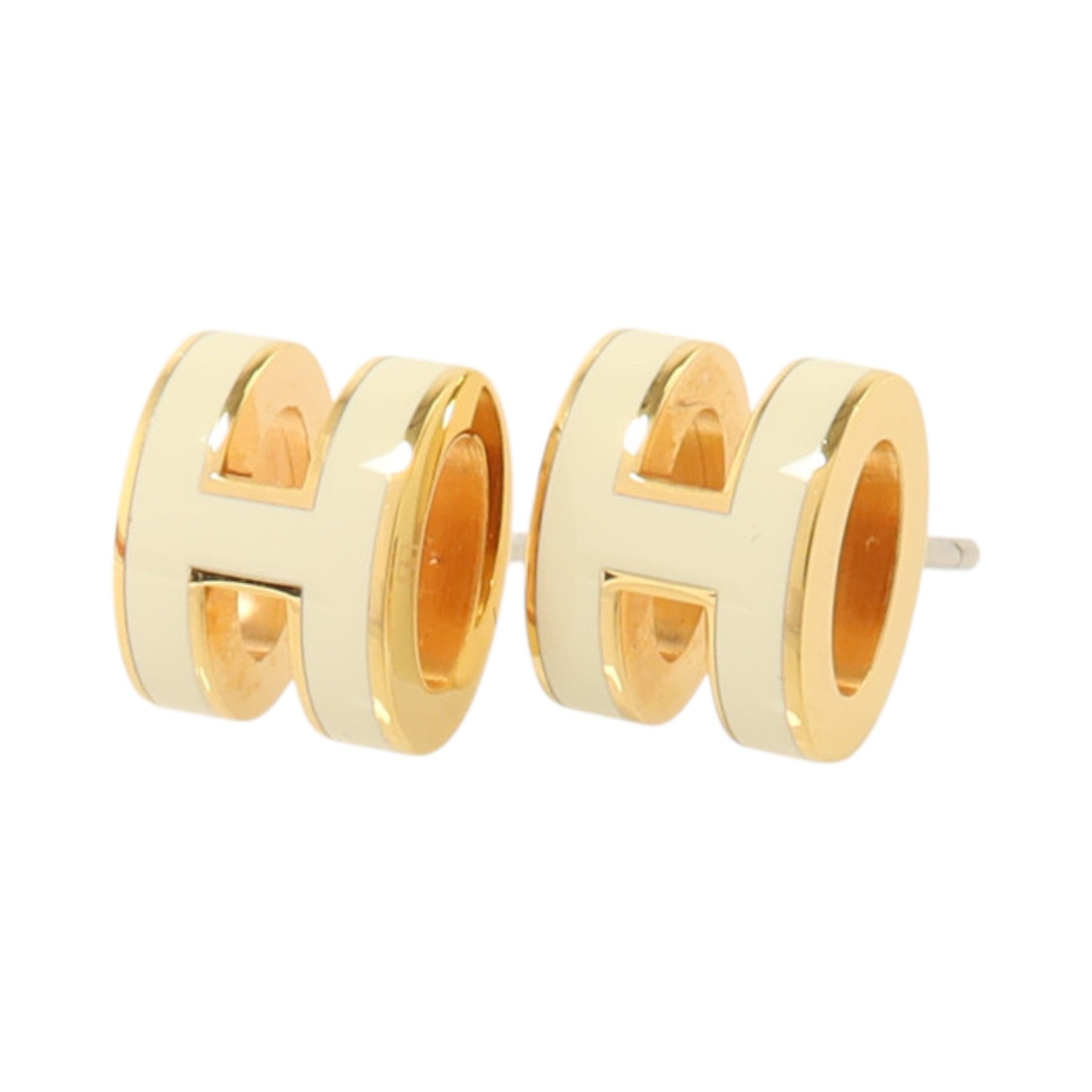 HERMES 琺瑯/金屬Mini Pop H Earrings金扣耳環