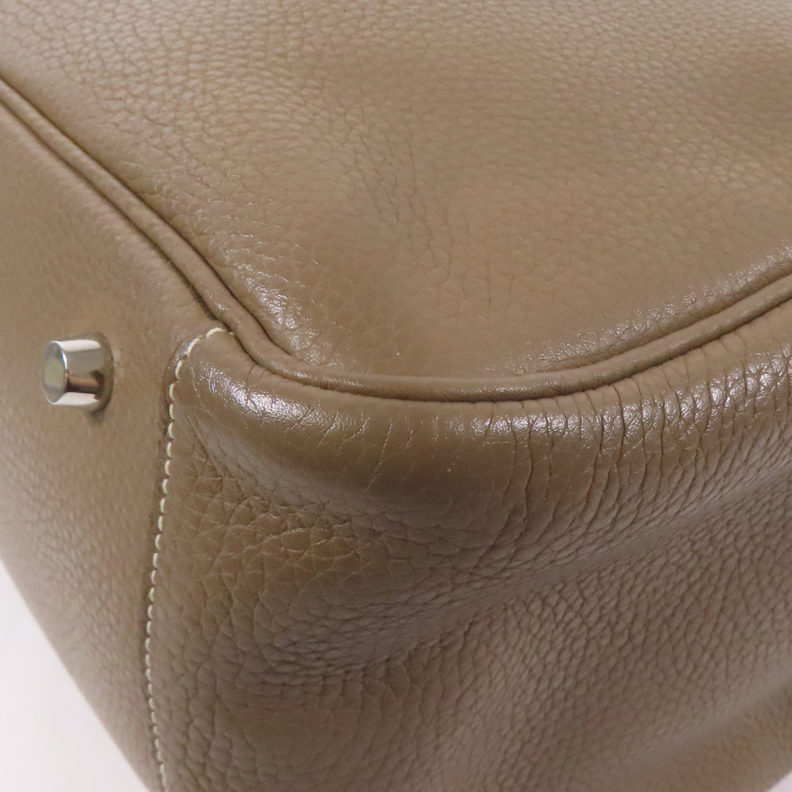 HERMES Clemence皮革Lindy 34銀扣手挽肩背兩用袋Etoupe