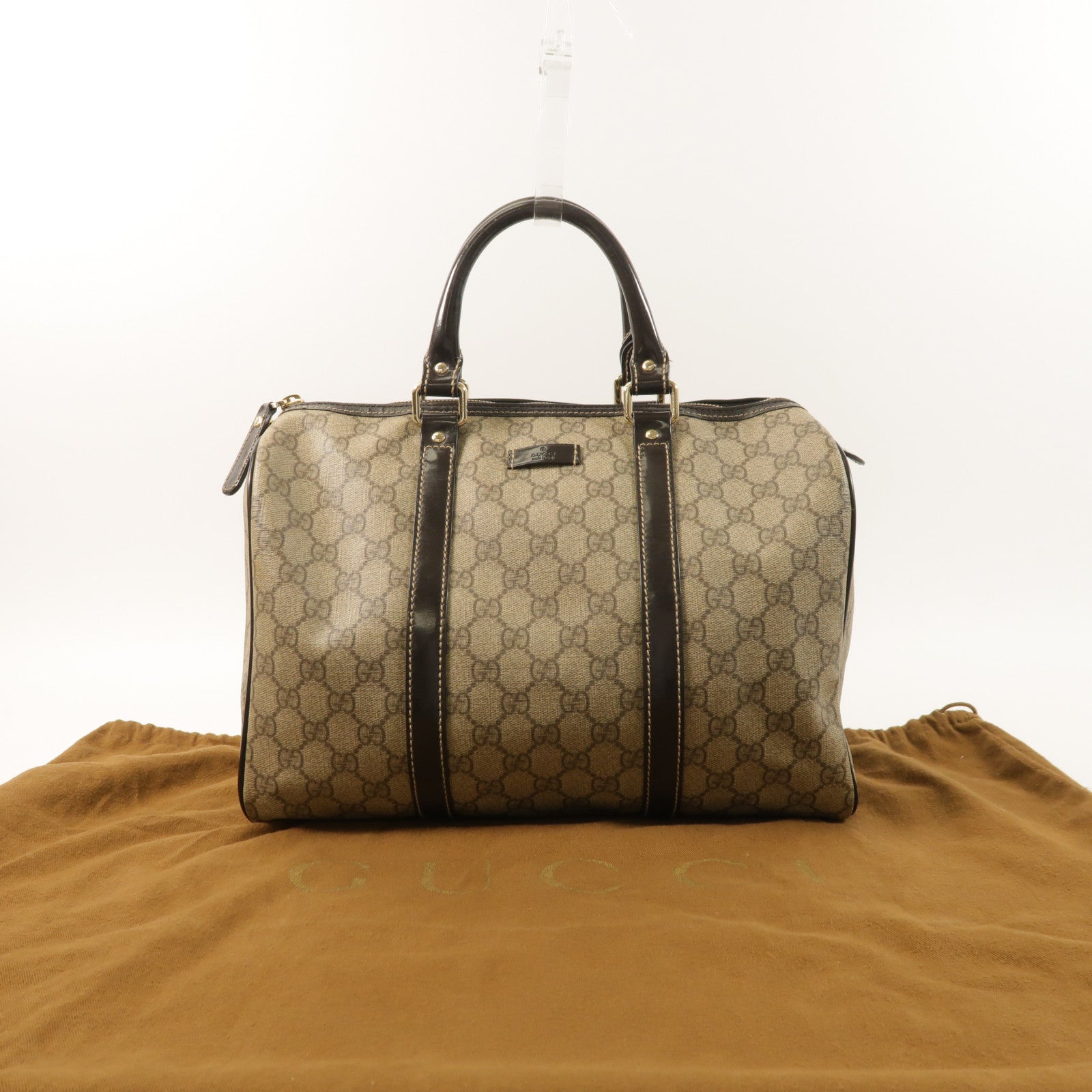 GUCCI 塗層帆布Boston Bag金扣手挽肩背兩用袋