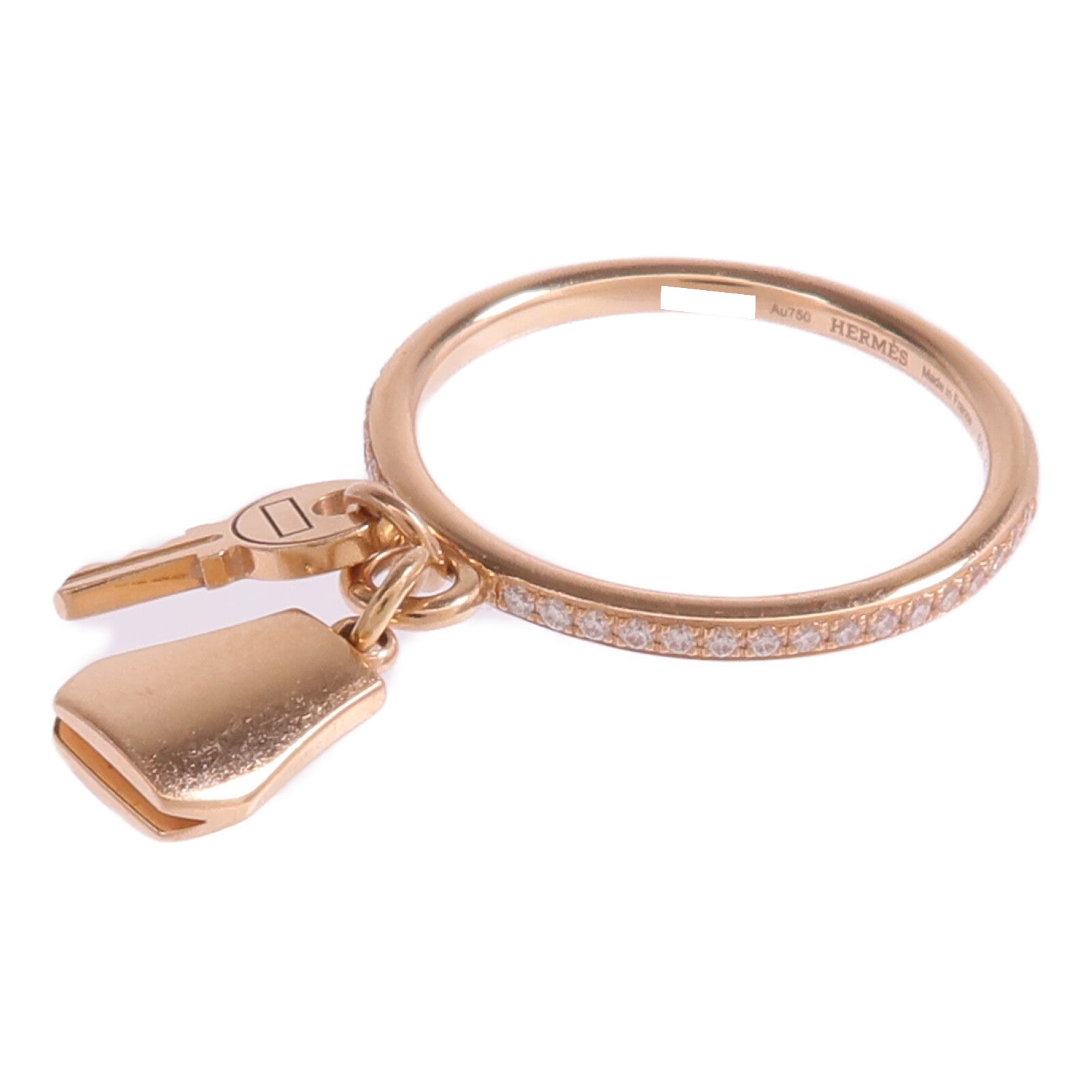 HERMES 【激減優惠】18K玫瑰金Kelly Clochette Ring鑽石戒指Hermes#51/US#5.75
