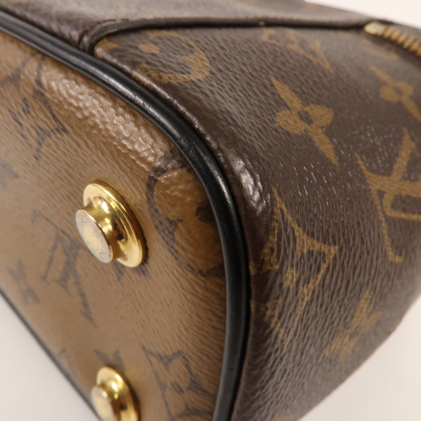 LOUIS VUITTON Monogram Reverse Vanity PM金扣手挽肩背兩用袋棕色