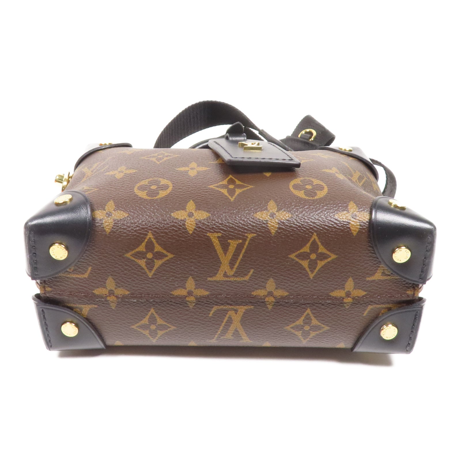 LOUIS VUITTON Monogram Petite Malle Souple金扣手挽肩背兩用袋棕色