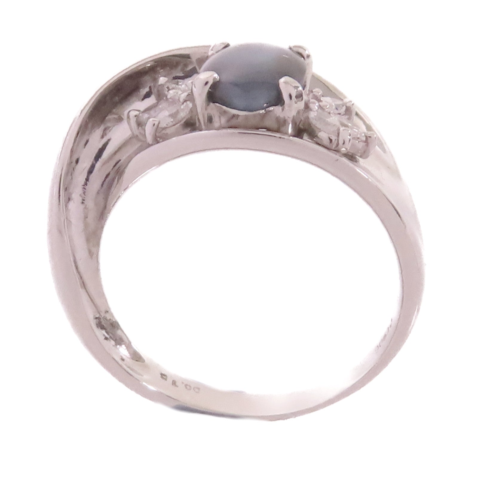 JEWELRY **【激減優惠】PT900鉑金/1.457ct貓眼石/0.15ct鑽石Cat Eye Ring戒指#6.75