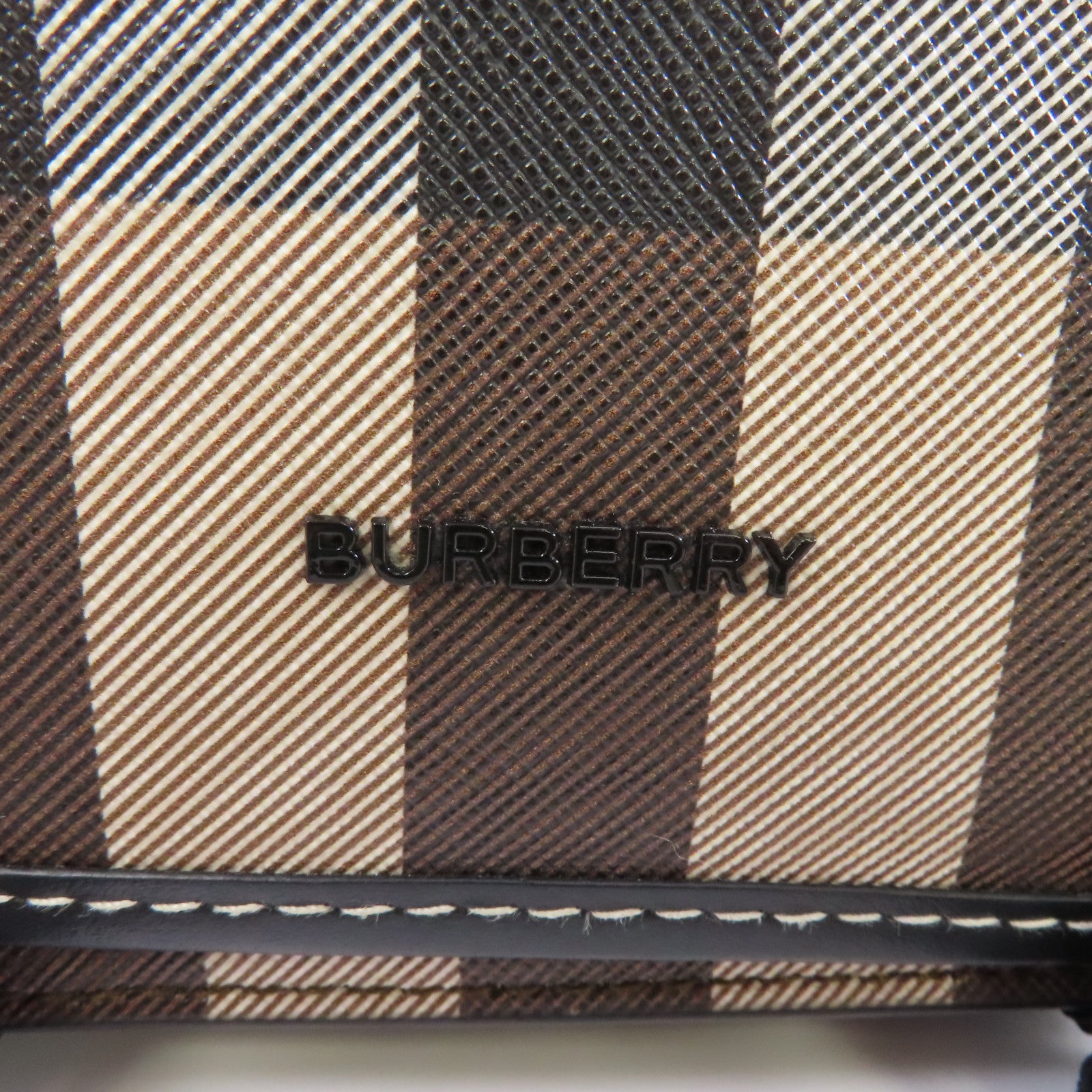 BURBERRY 帆布/皮革Shoulder Bag銀扣肩背袋啡色/黑色