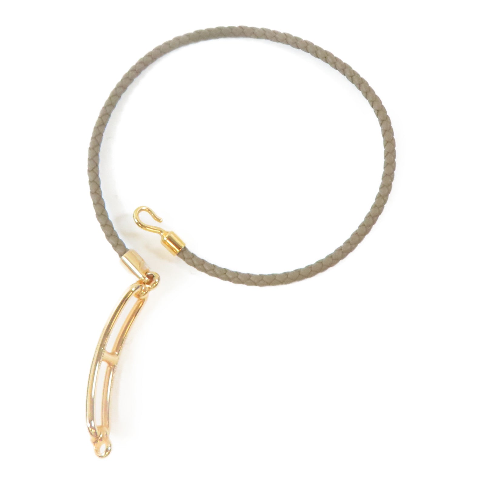 HERMES 皮革Roulis Double Tour Bracelet金扣手鐲啡色#14cm