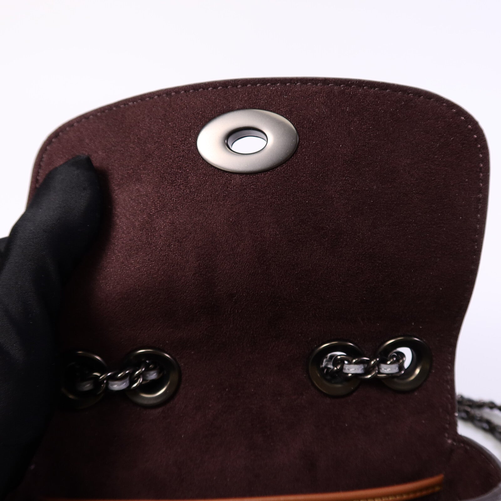 COACH 麂皮皮革Chain Shoulder Bag鏈帶肩背袋