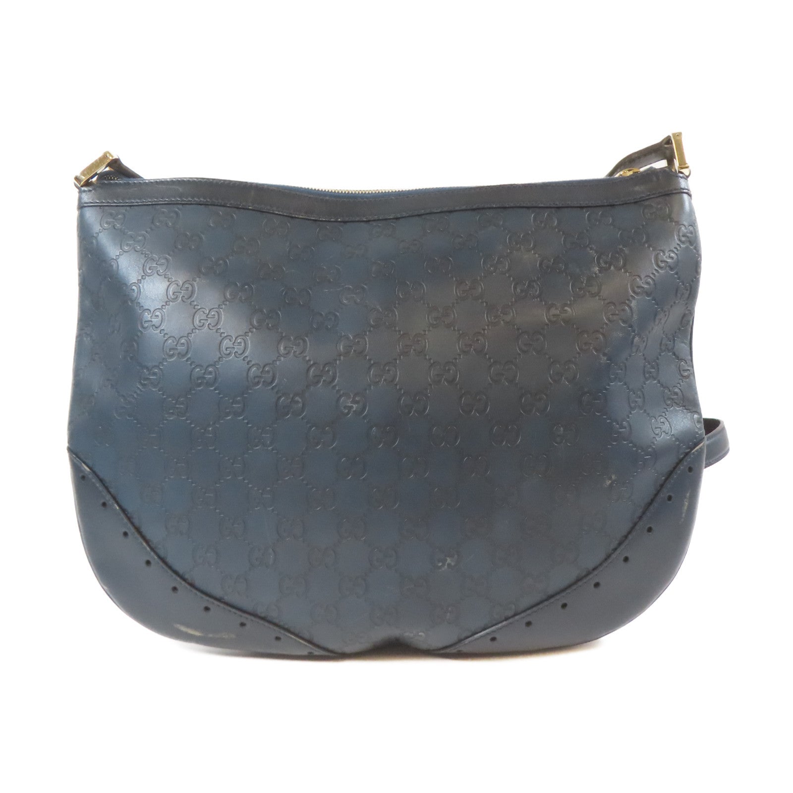 GUCCI 牛皮皮革Shoulder Bag金扣肩背袋深藍色