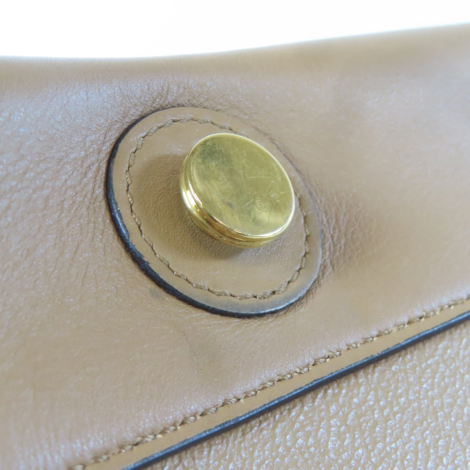 CELINE 牛皮皮革Frame Bag金扣肩背袋啡色/白色