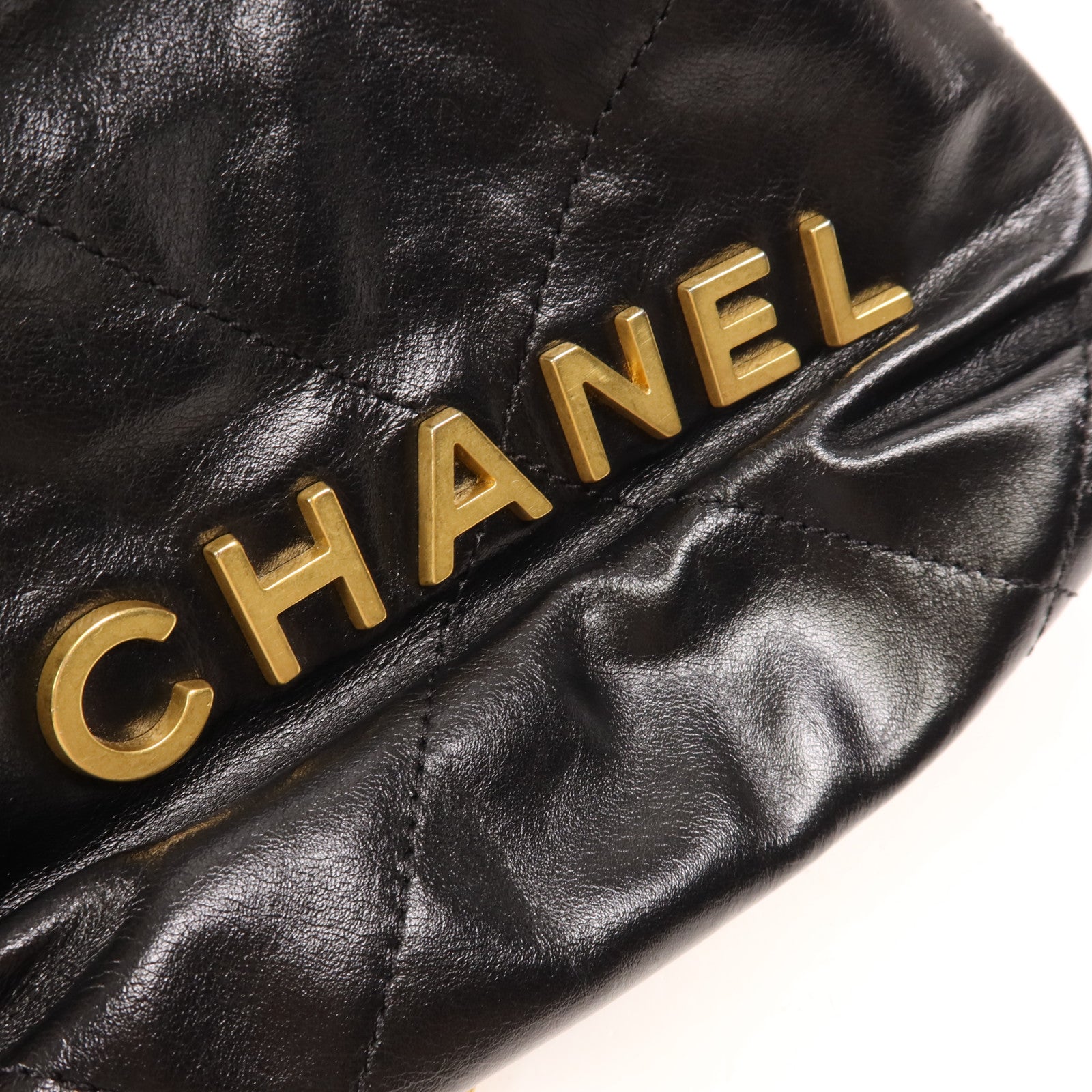 CHANEL 牛皮皮革Mini 22金扣手挽肩背兩用袋