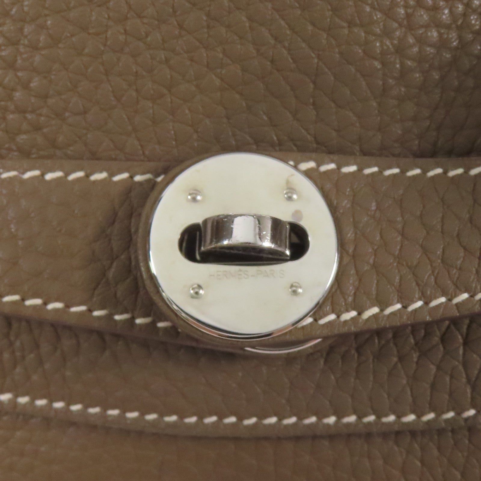 HERMES Clemence皮革Lindy 34銀扣手挽肩背兩用袋Etoupe