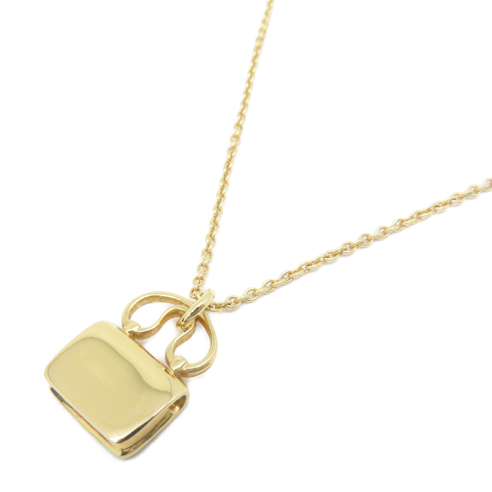 HERMES **【激減優惠】18K玫瑰金Amulettes Constance Pendant0.29ct鑽石項鍊金色