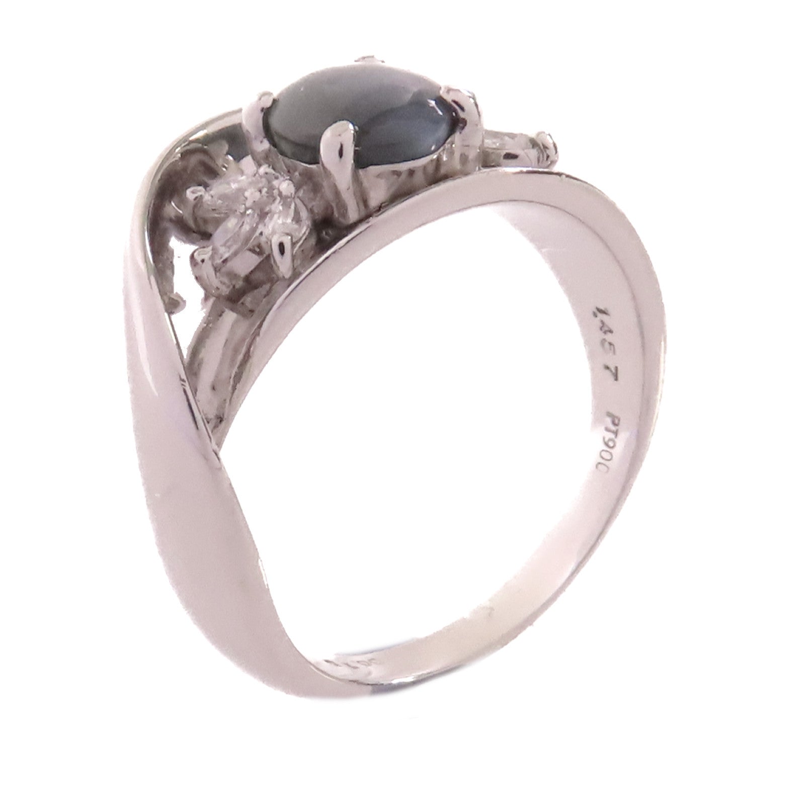 JEWELRY **【激減優惠】PT900鉑金/1.457ct貓眼石/0.15ct鑽石Cat Eye Ring戒指#6.75