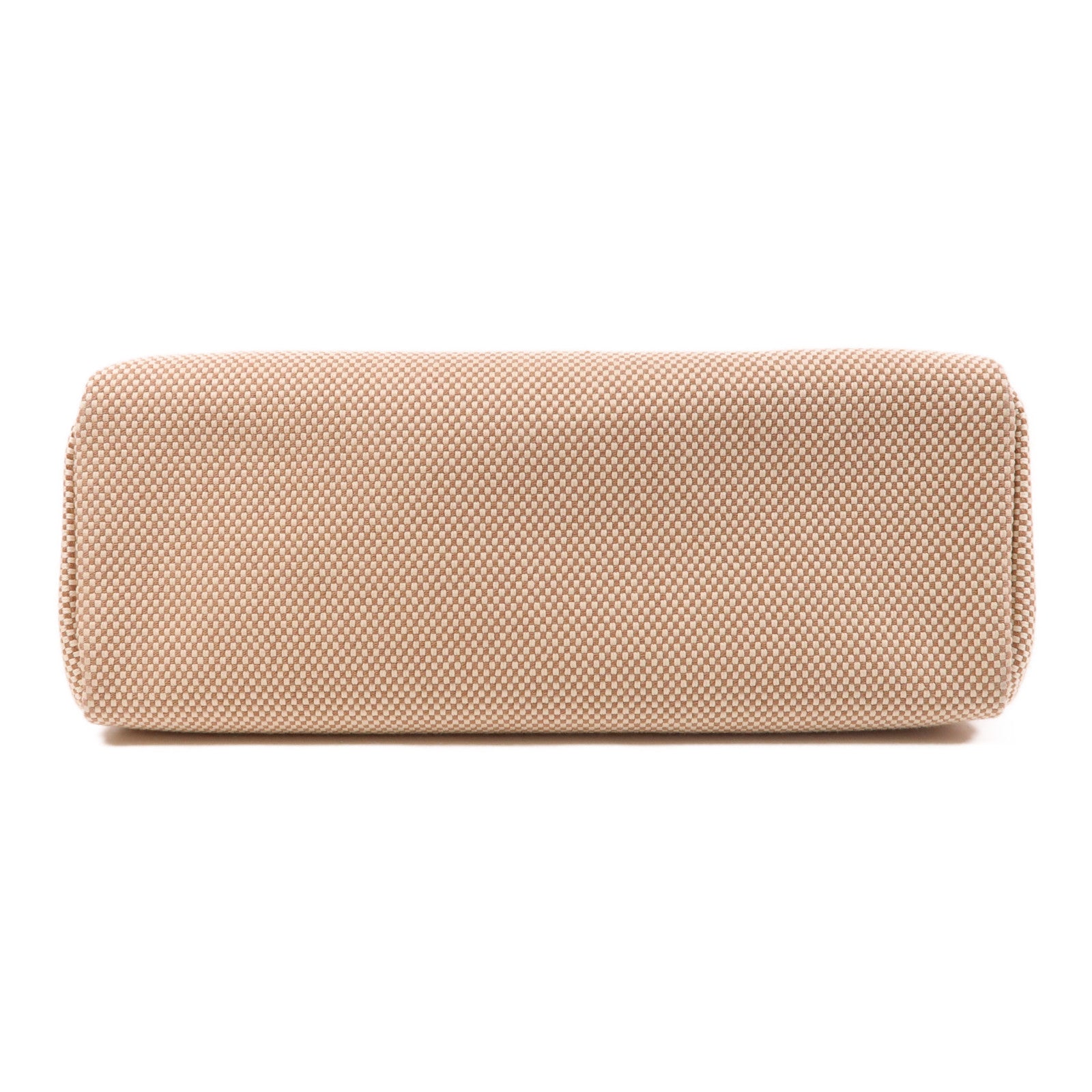 HERMES 帆布Herbag PM銀扣手挽肩背兩用袋米色/焦糖色