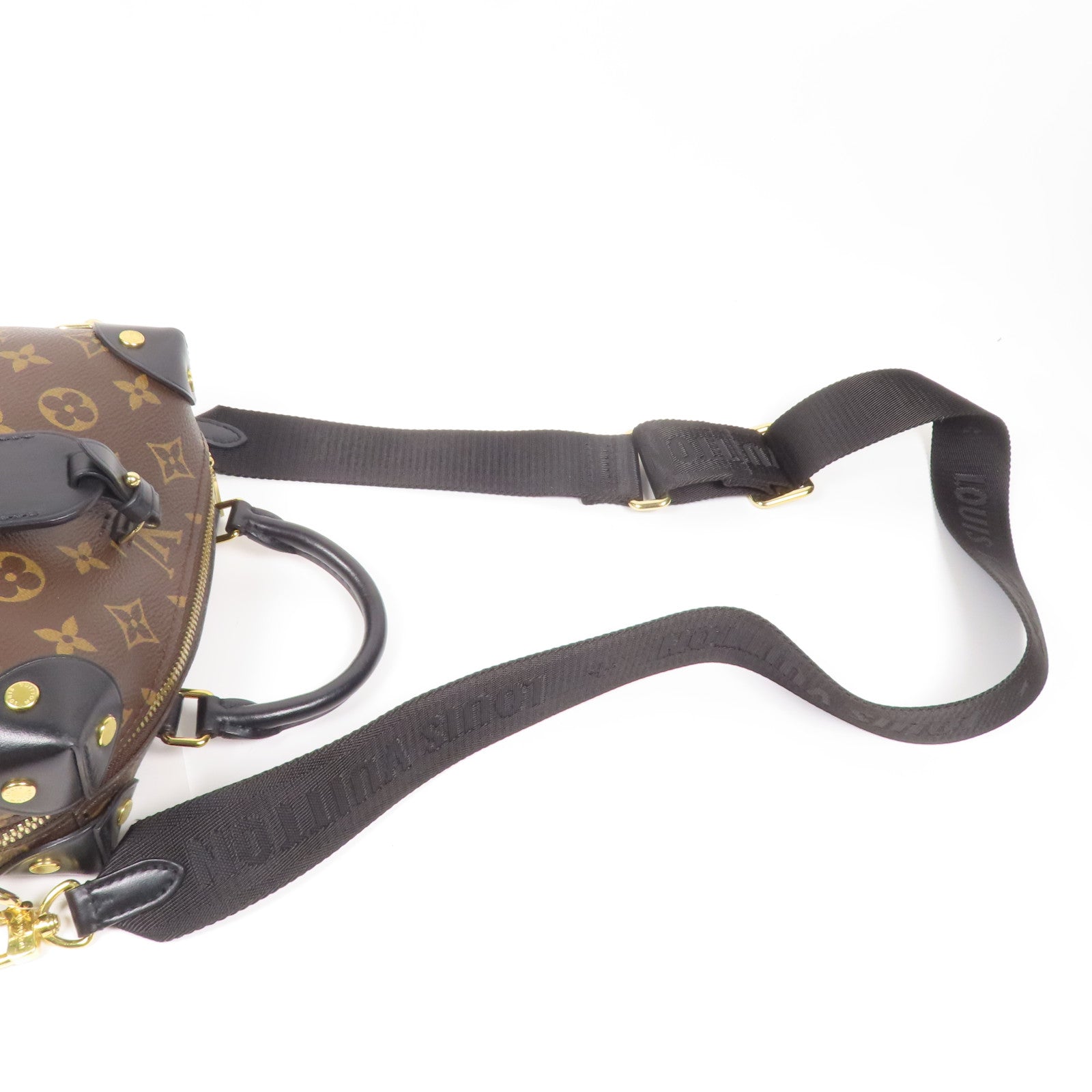 LOUIS VUITTON Monogram Petite Malle Souple金扣手挽肩背兩用袋棕色