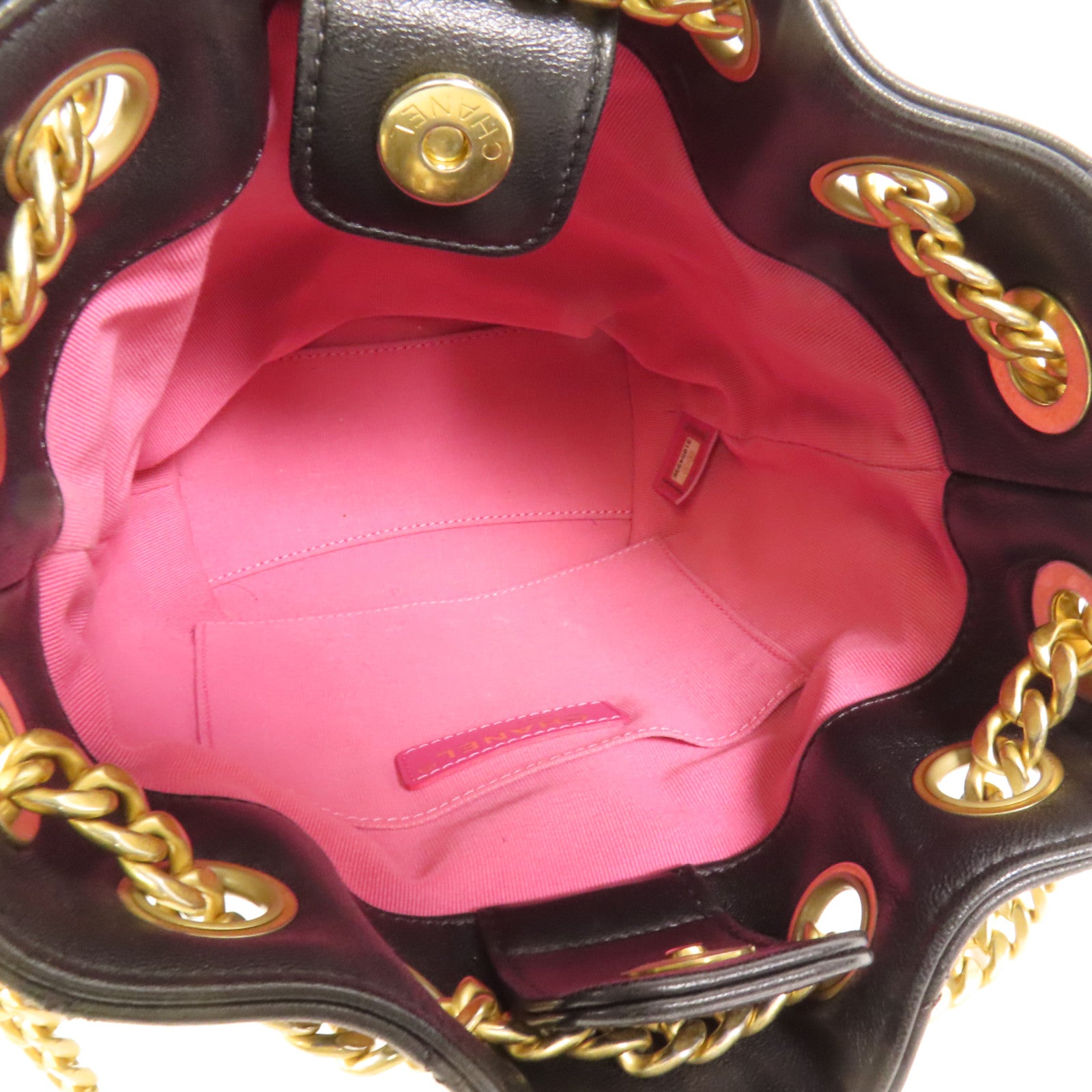 CHANEL 牛皮皮革Chain Shoulder金扣鏈帶肩背袋