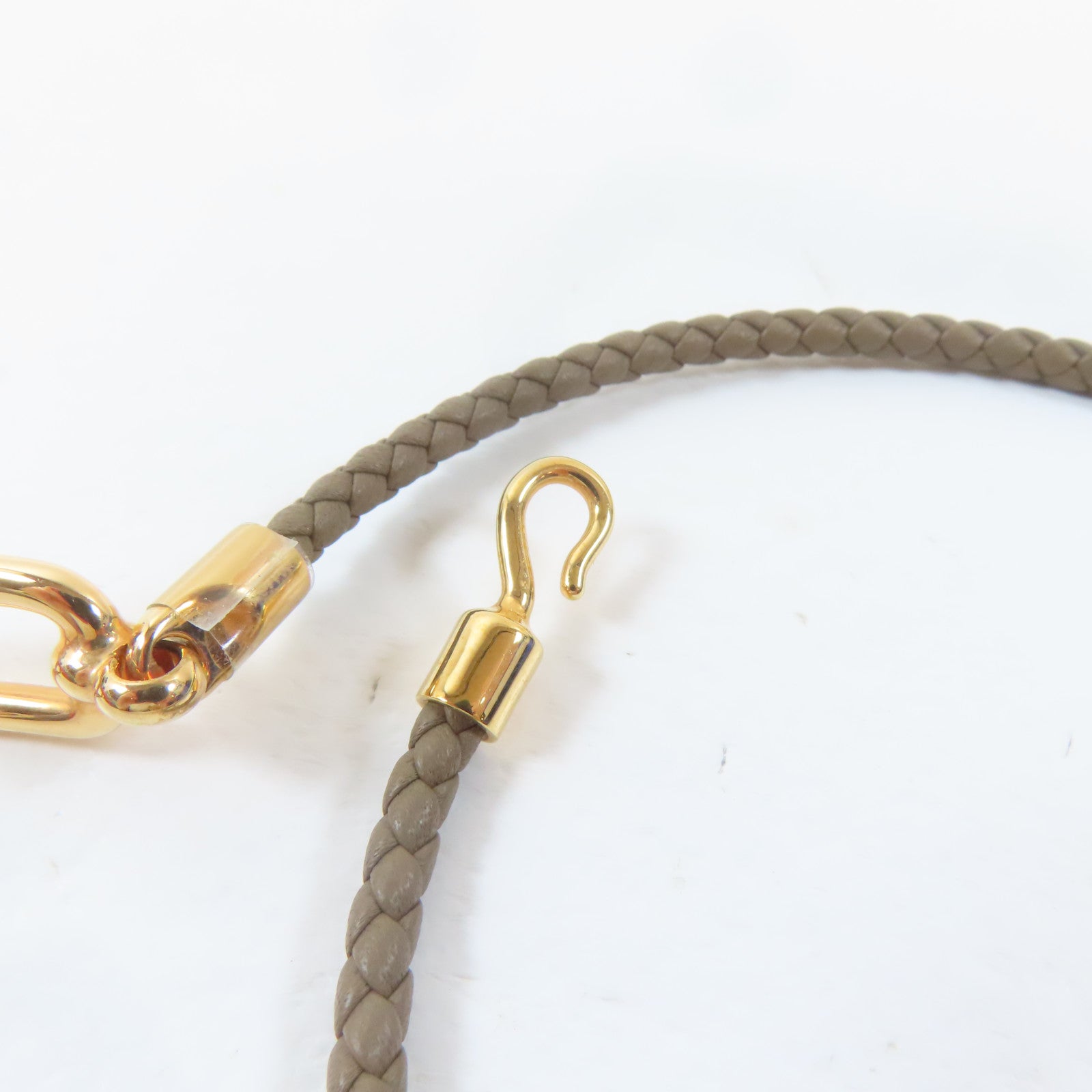 HERMES 皮革Roulis Double Tour Bracelet金扣手鐲啡色#14cm