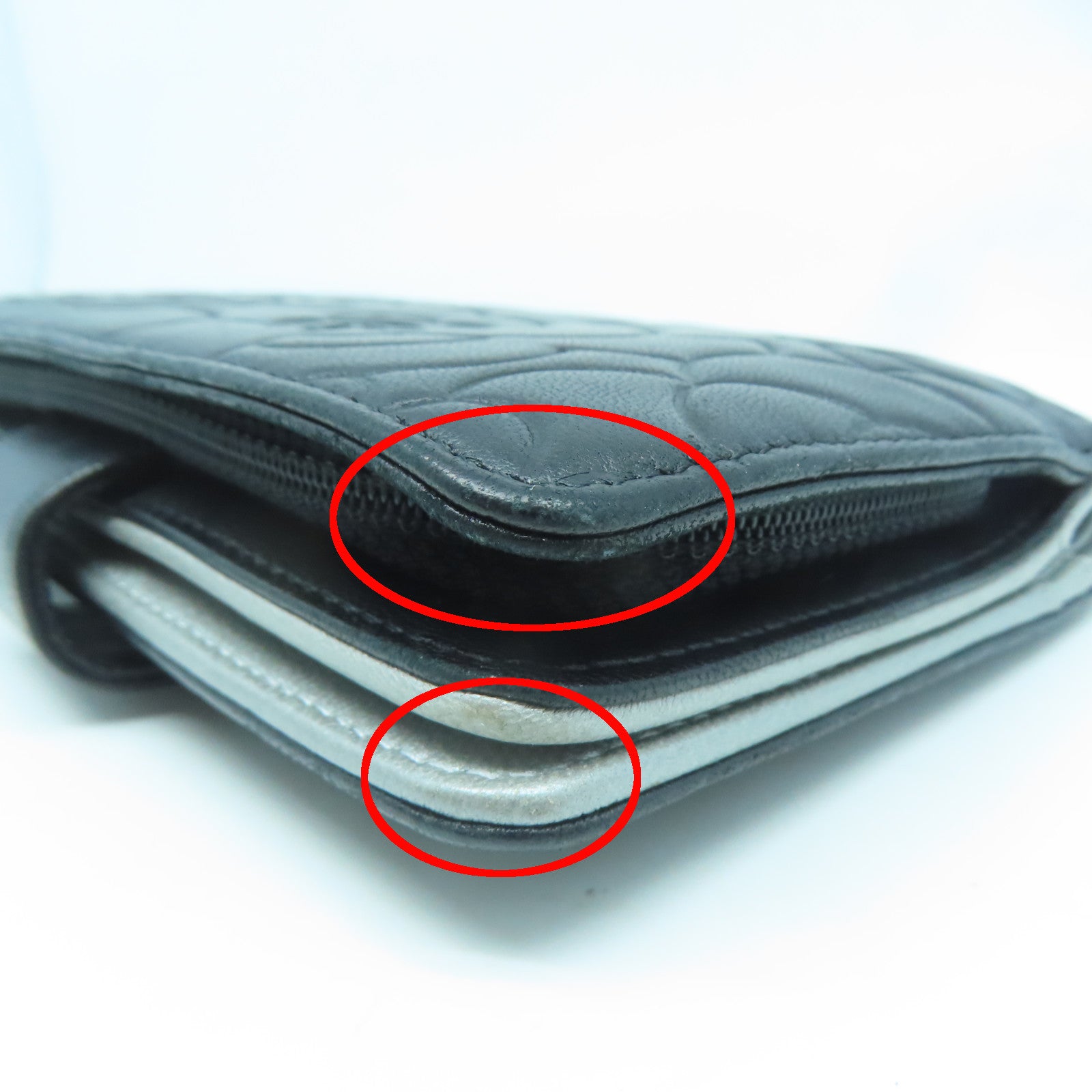CHANEL 羊皮皮革Wallet銀扣錢包黑色