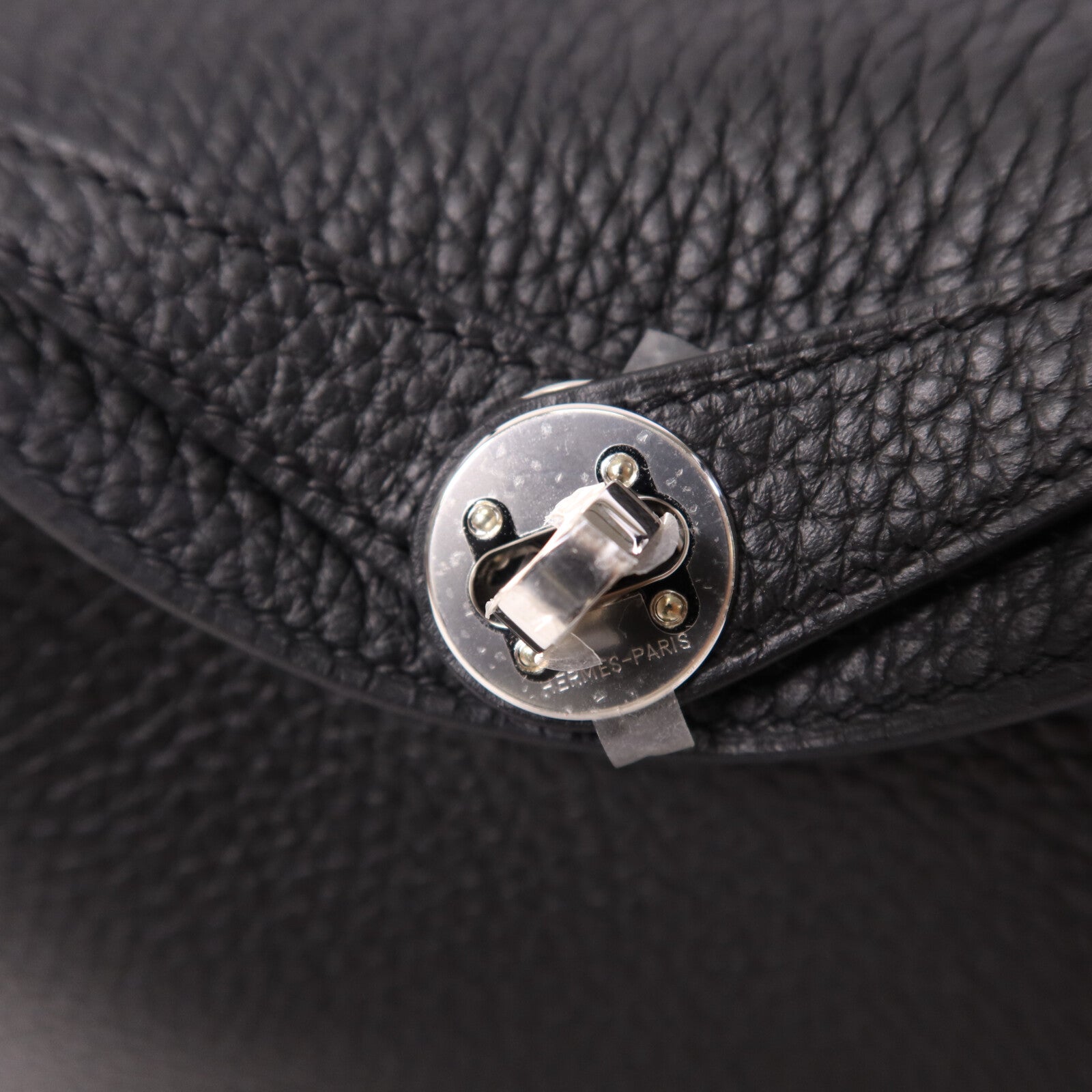 HERMES Clemence皮革Mini Lindy金扣手挽肩背兩用袋Noir