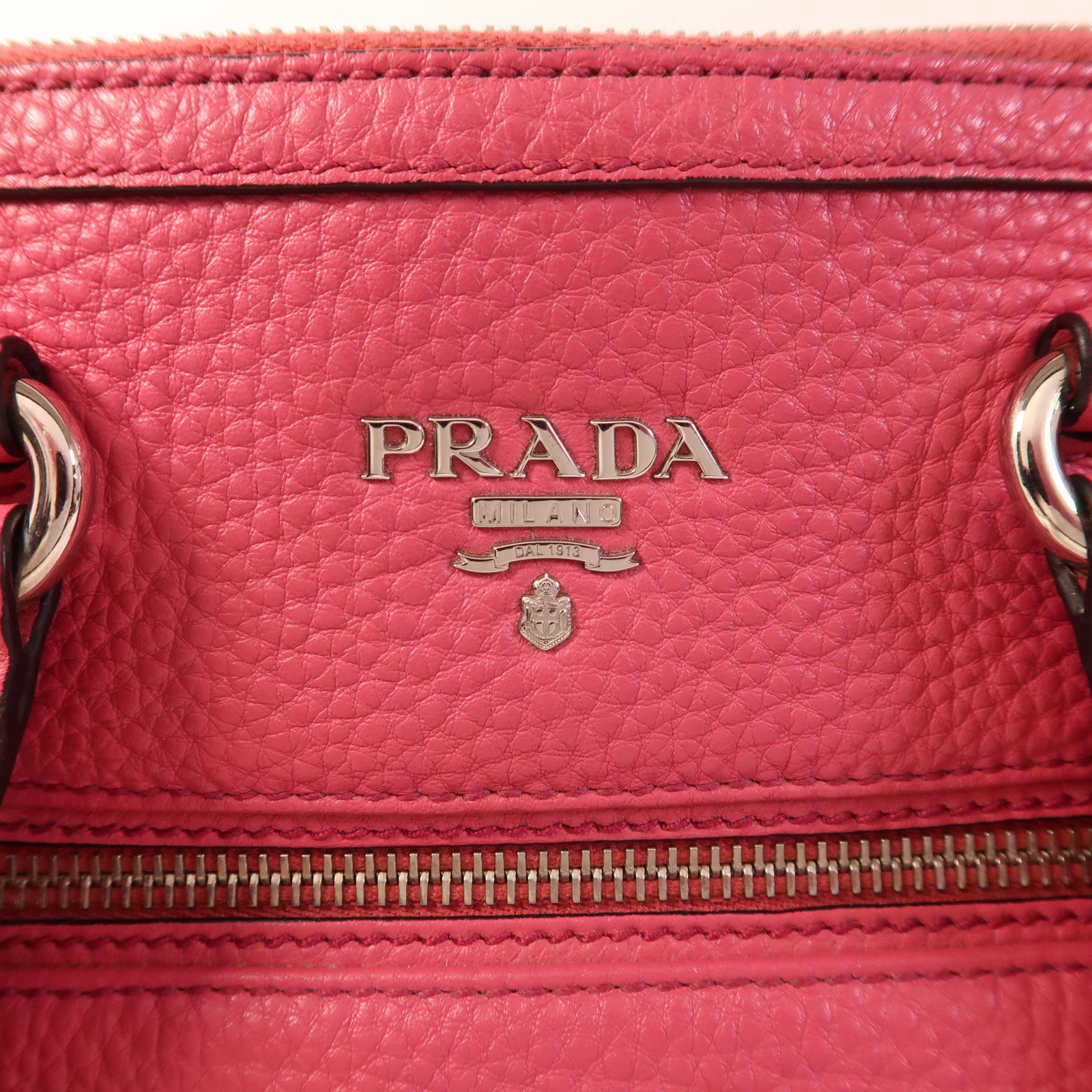 PRADA 牛皮皮革2way Shoulder銀扣手挽肩背兩用袋