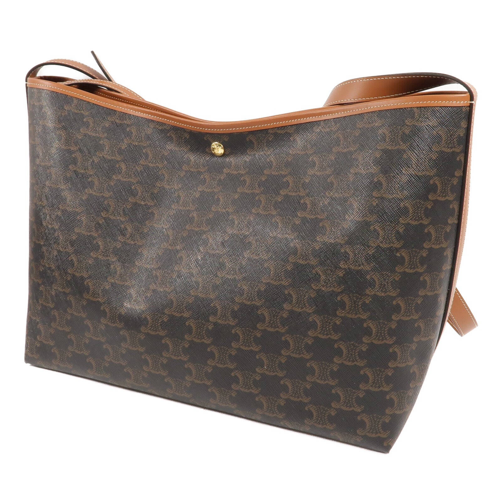 CELINE 塗層帆布/牛皮皮革Soft Shopper肩背袋