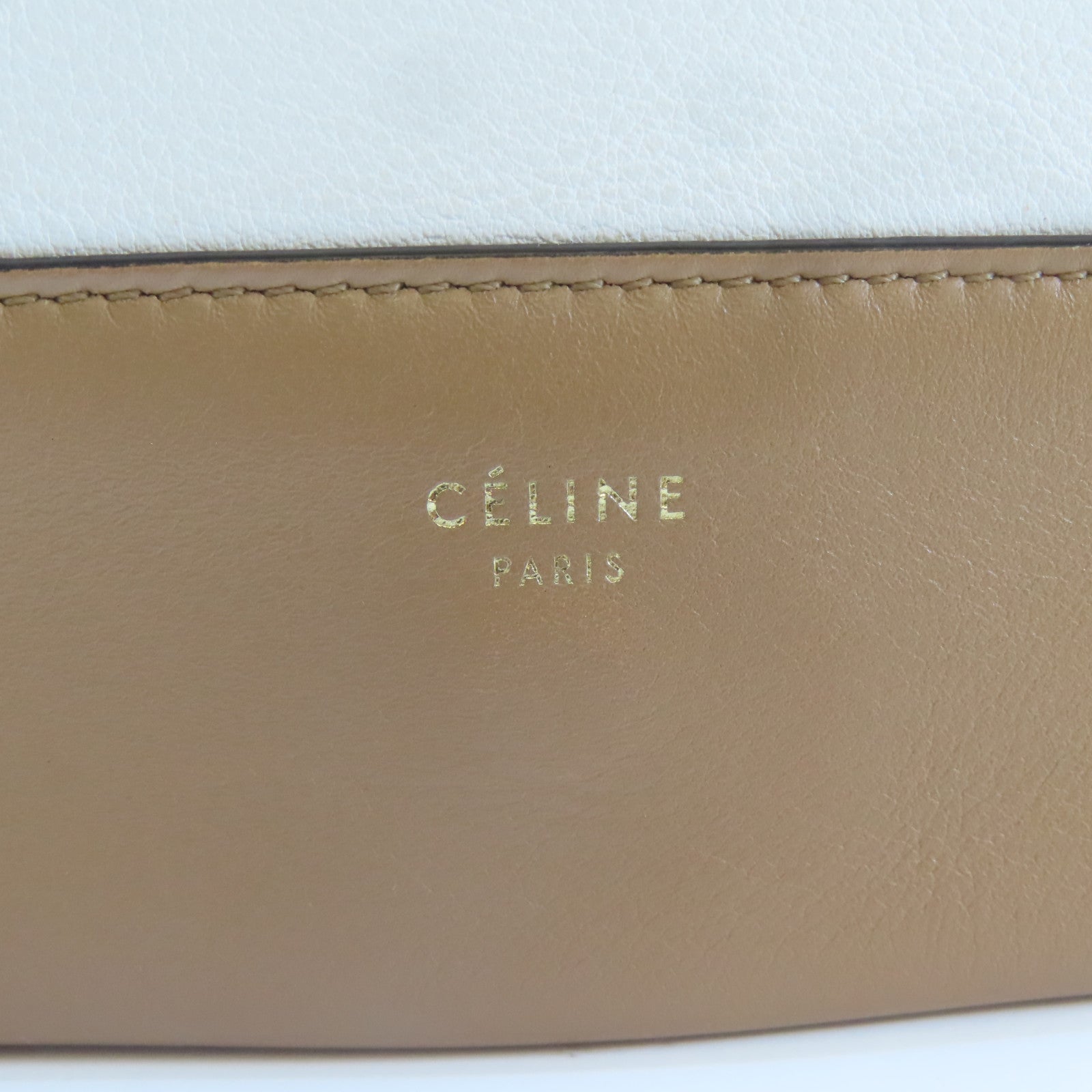 CELINE 牛皮皮革Frame Bag金扣肩背袋啡色/白色