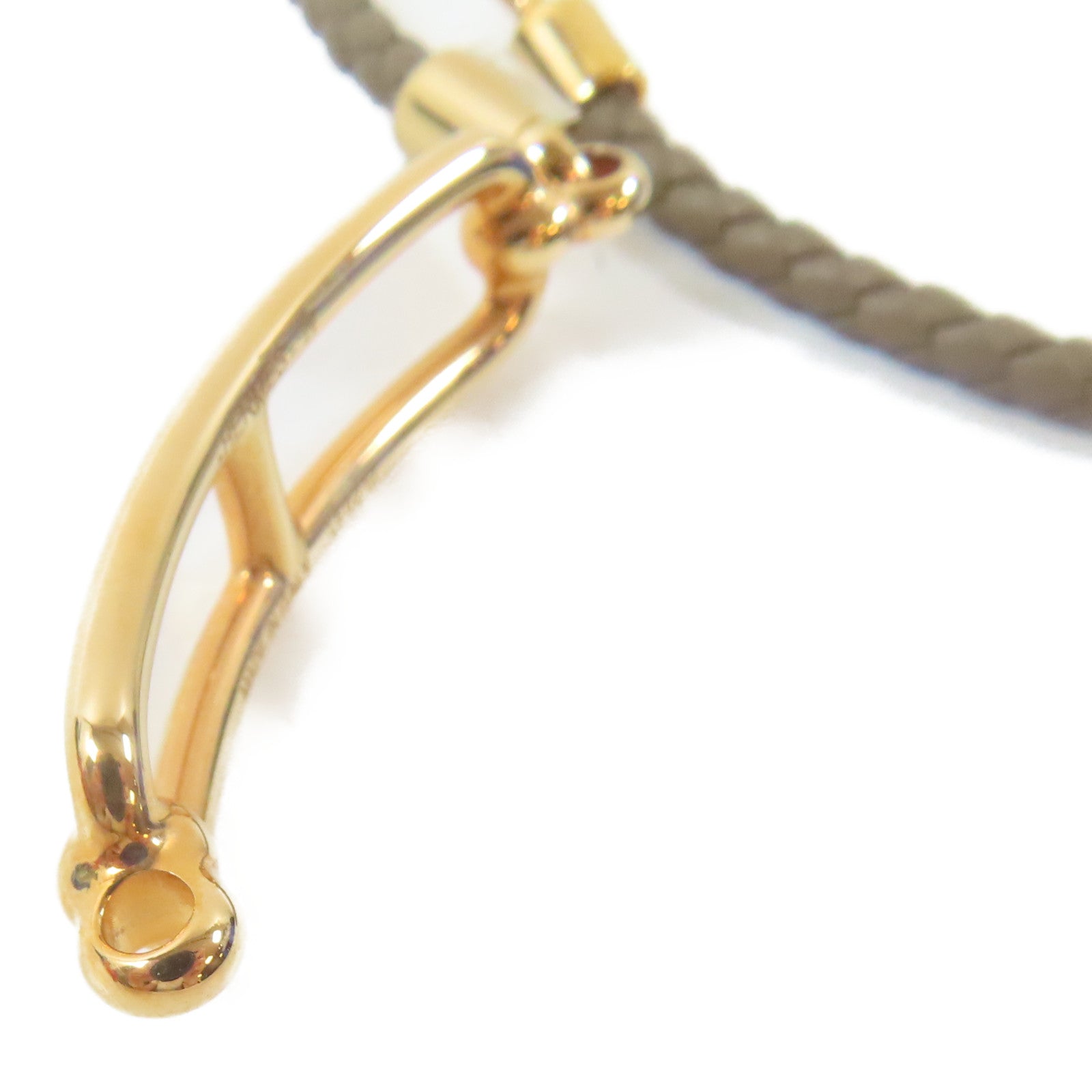 HERMES 皮革Roulis Double Tour Bracelet金扣手鐲啡色#14cm