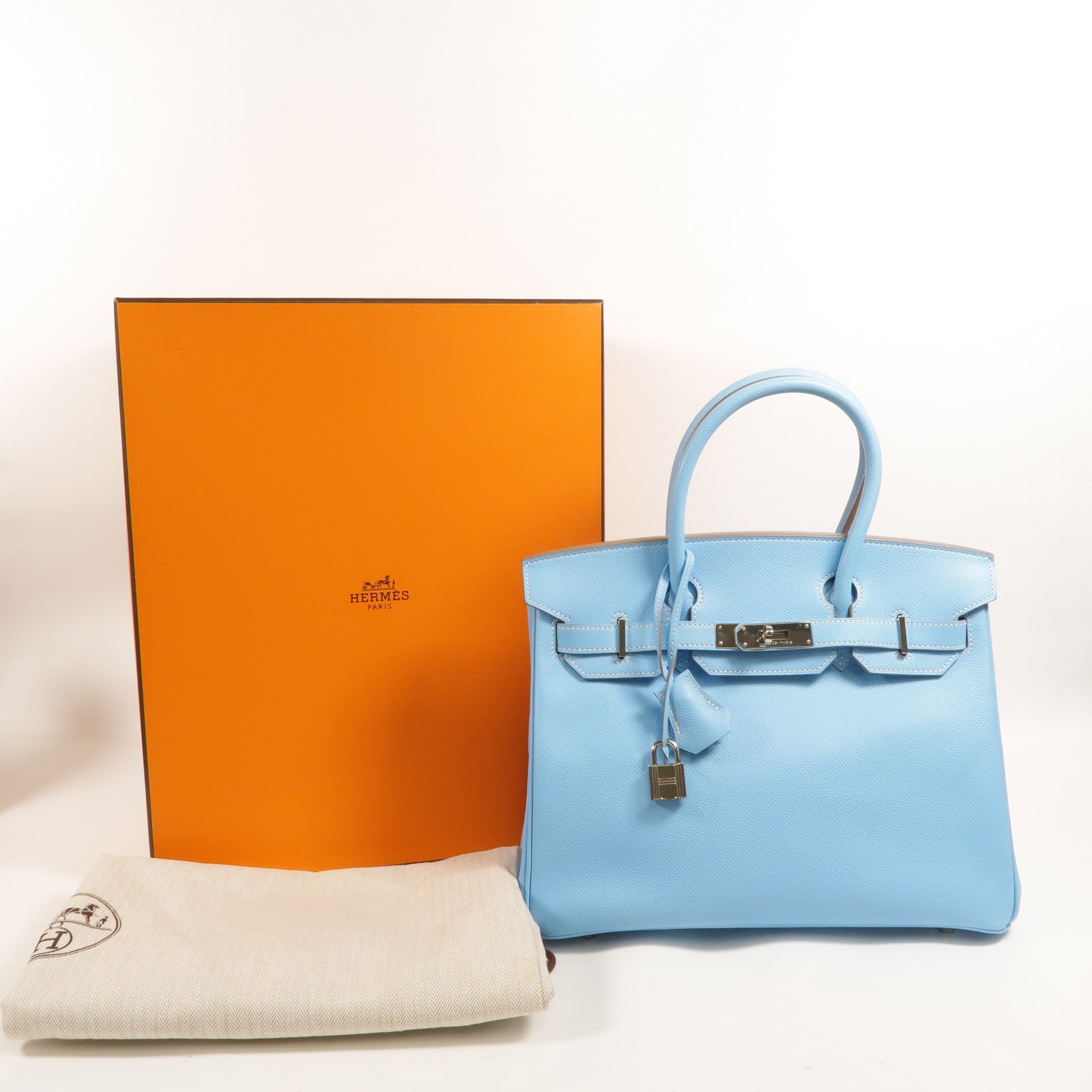 HERMES Epsom皮革Birkin 30 Candy手挽袋Blue Celeste/Mykonos