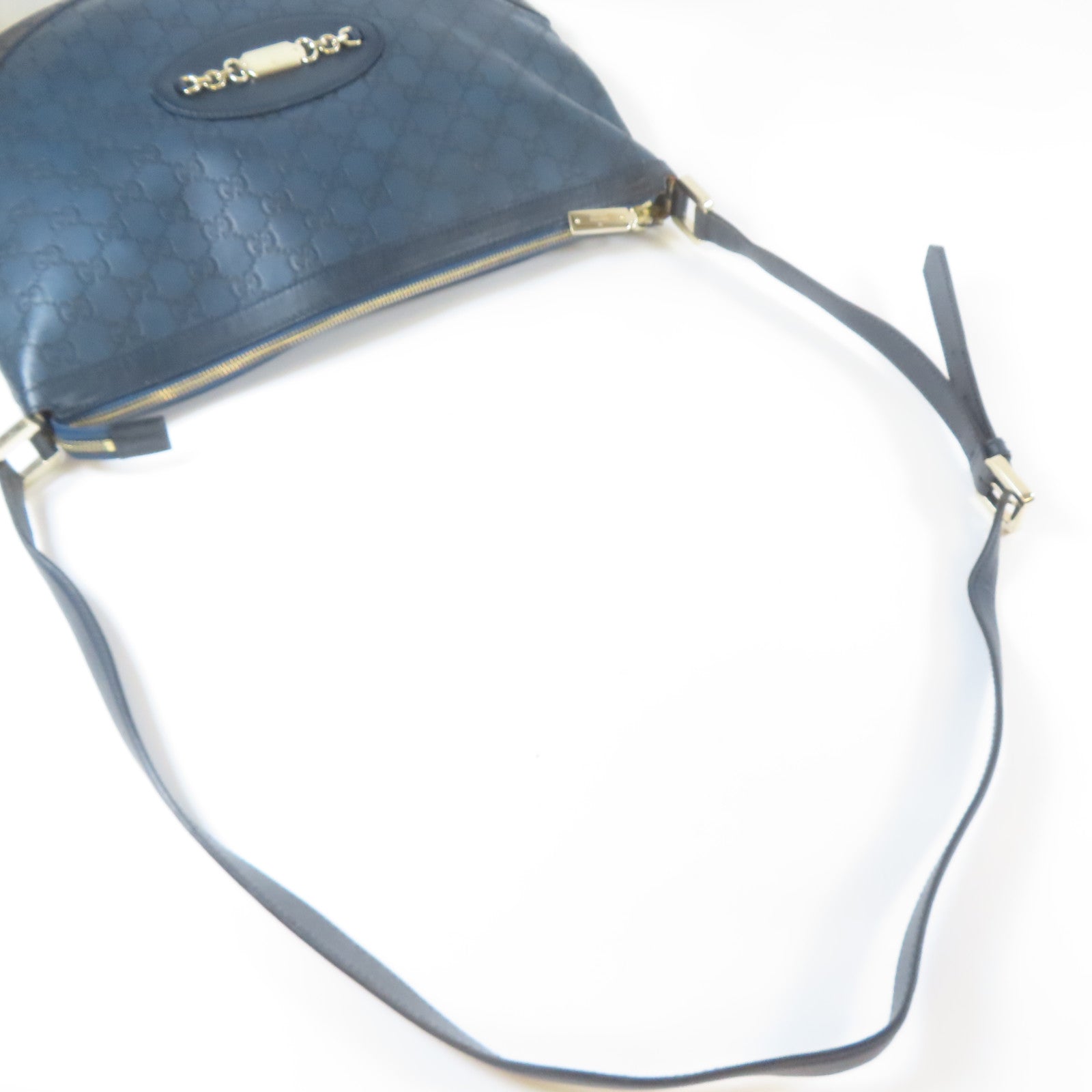 GUCCI 牛皮皮革Shoulder Bag金扣肩背袋深藍色