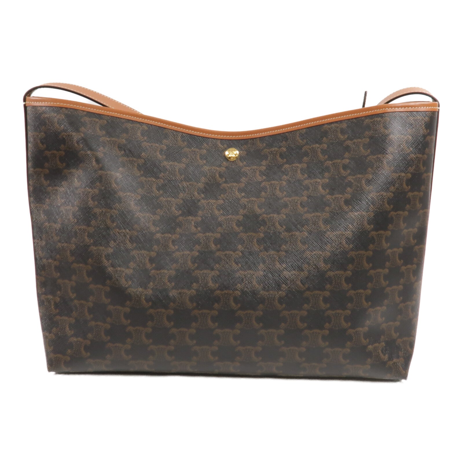 CELINE 塗層帆布/牛皮皮革Soft Shopper肩背袋