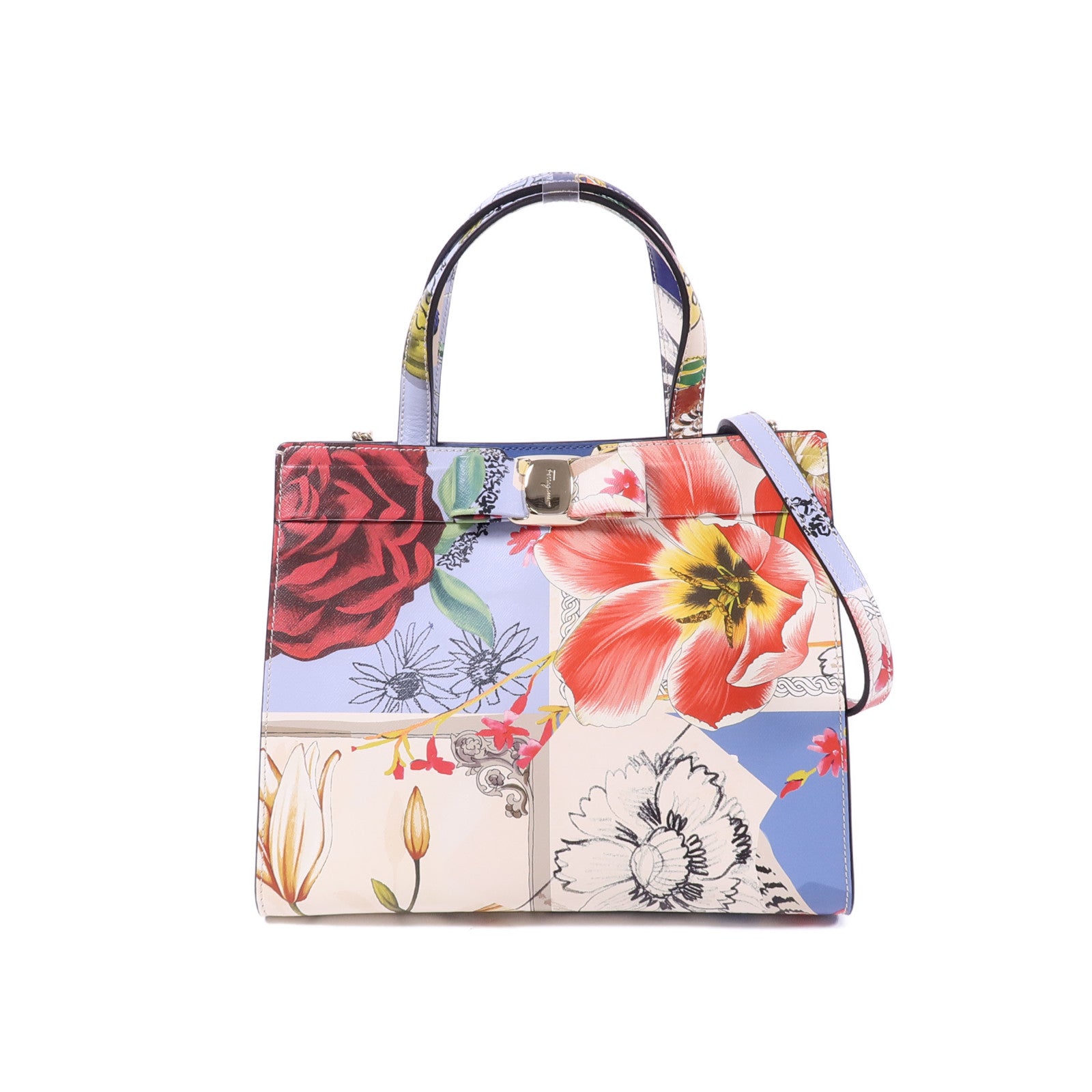 Salvatore Ferragamo 牛皮皮革Vara Bow金扣手挽肩背兩用袋