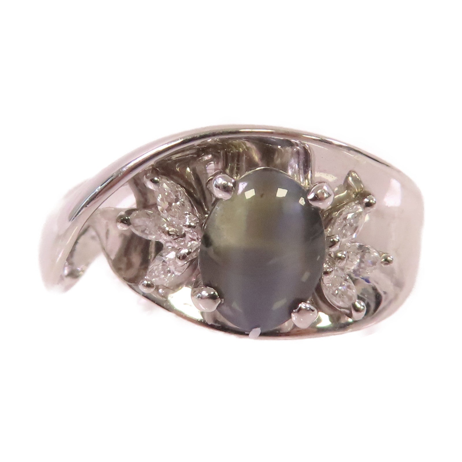 JEWELRY **【激減優惠】PT900鉑金/1.457ct貓眼石/0.15ct鑽石Cat Eye Ring戒指#6.75