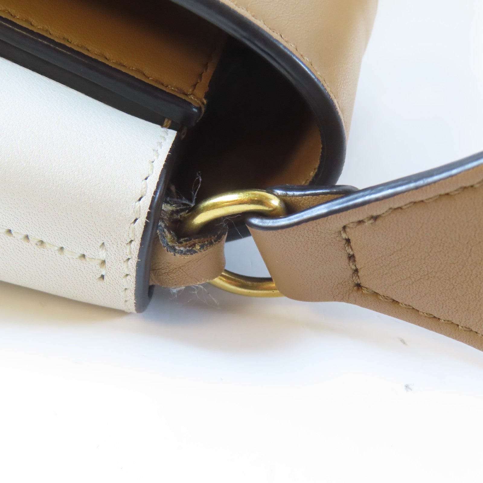 CELINE 牛皮皮革Frame Bag金扣肩背袋啡色/白色