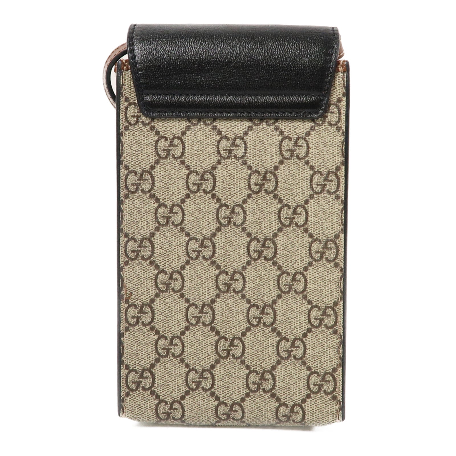 GUCCI 塗層帆布Phone Bag金扣肩背袋米色