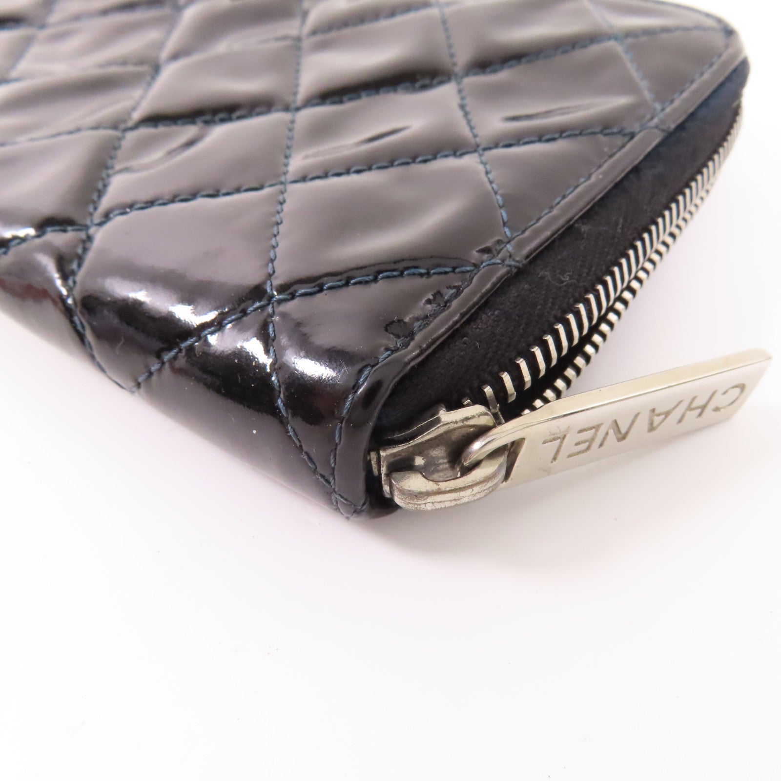 CHANEL 漆皮皮革Long Round Wallet銀扣長錢包