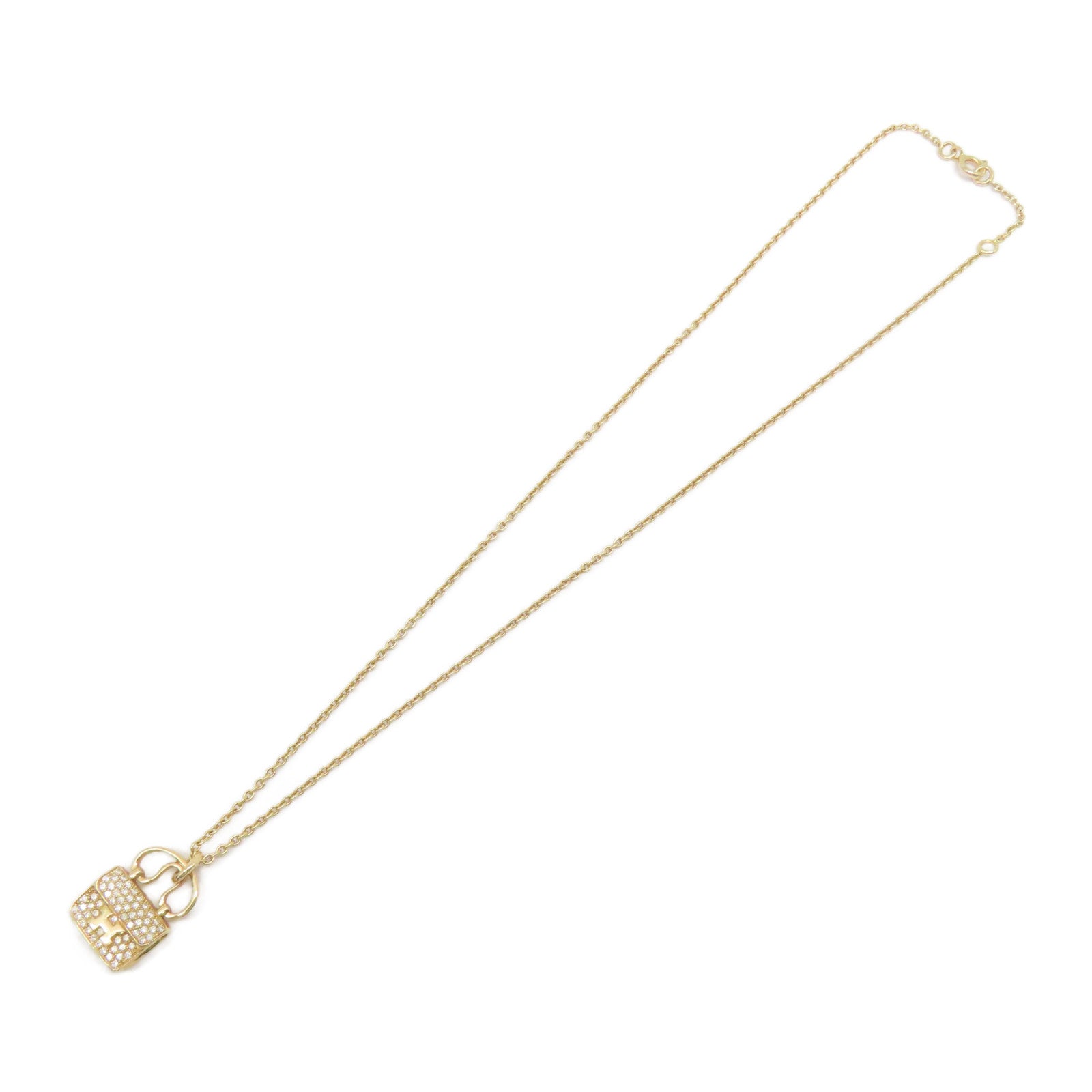 HERMES **【激減優惠】18K玫瑰金Amulettes Constance Pendant0.29ct鑽石項鍊金色