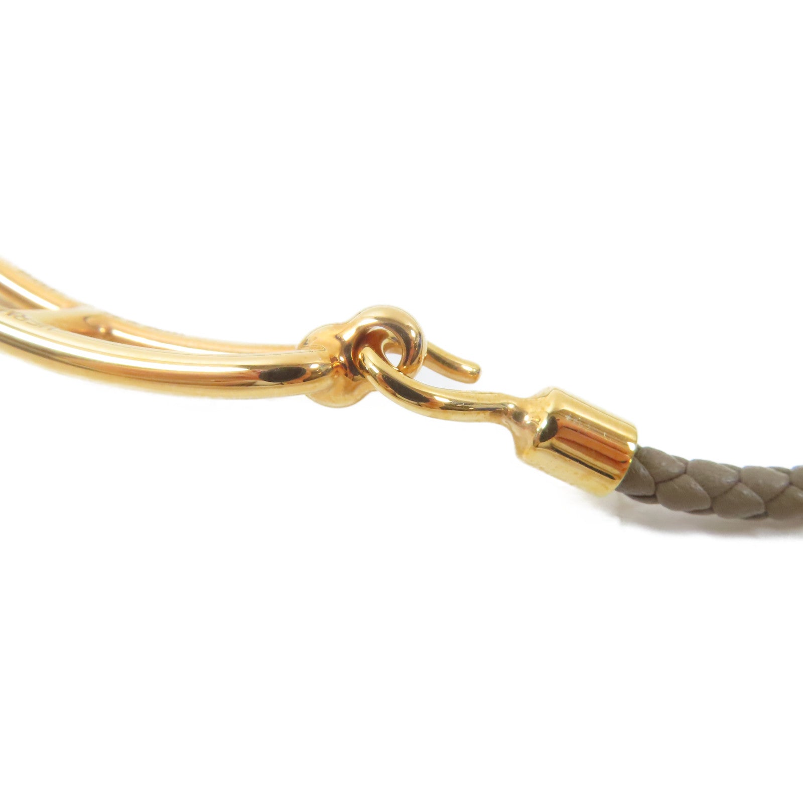HERMES 皮革Roulis Double Tour Bracelet金扣手鐲啡色#14cm