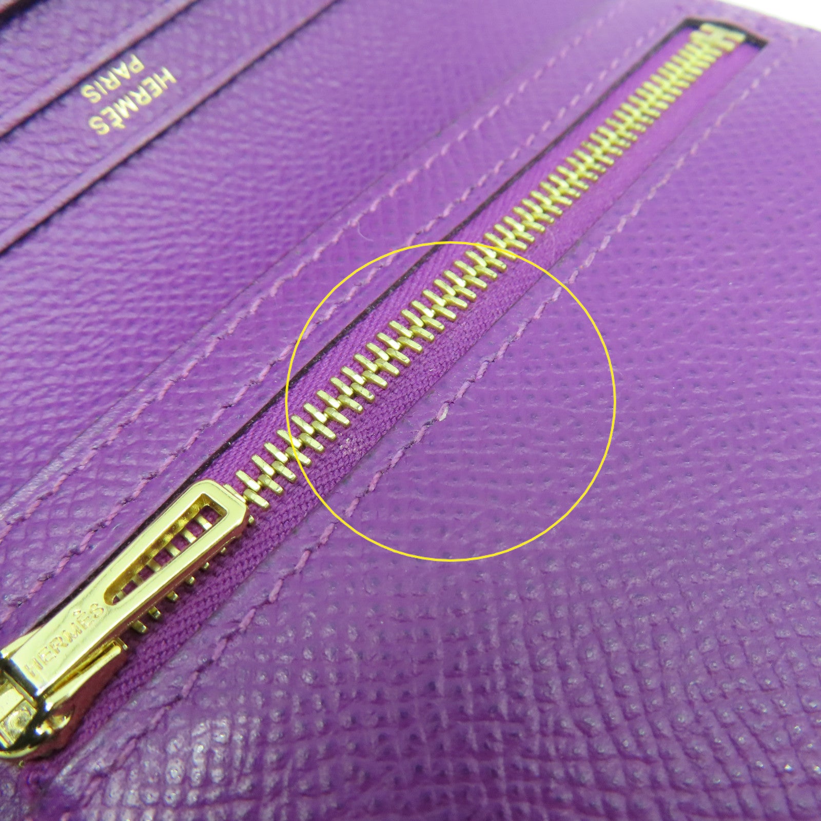 HERMES 【激減優惠】Epsom皮革Bearn Wallet金扣短錢包紫色