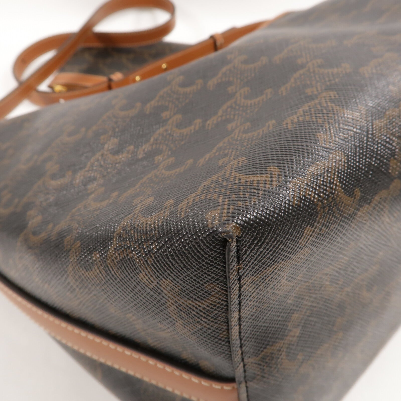 CELINE 塗層帆布/牛皮皮革Soft Shopper肩背袋