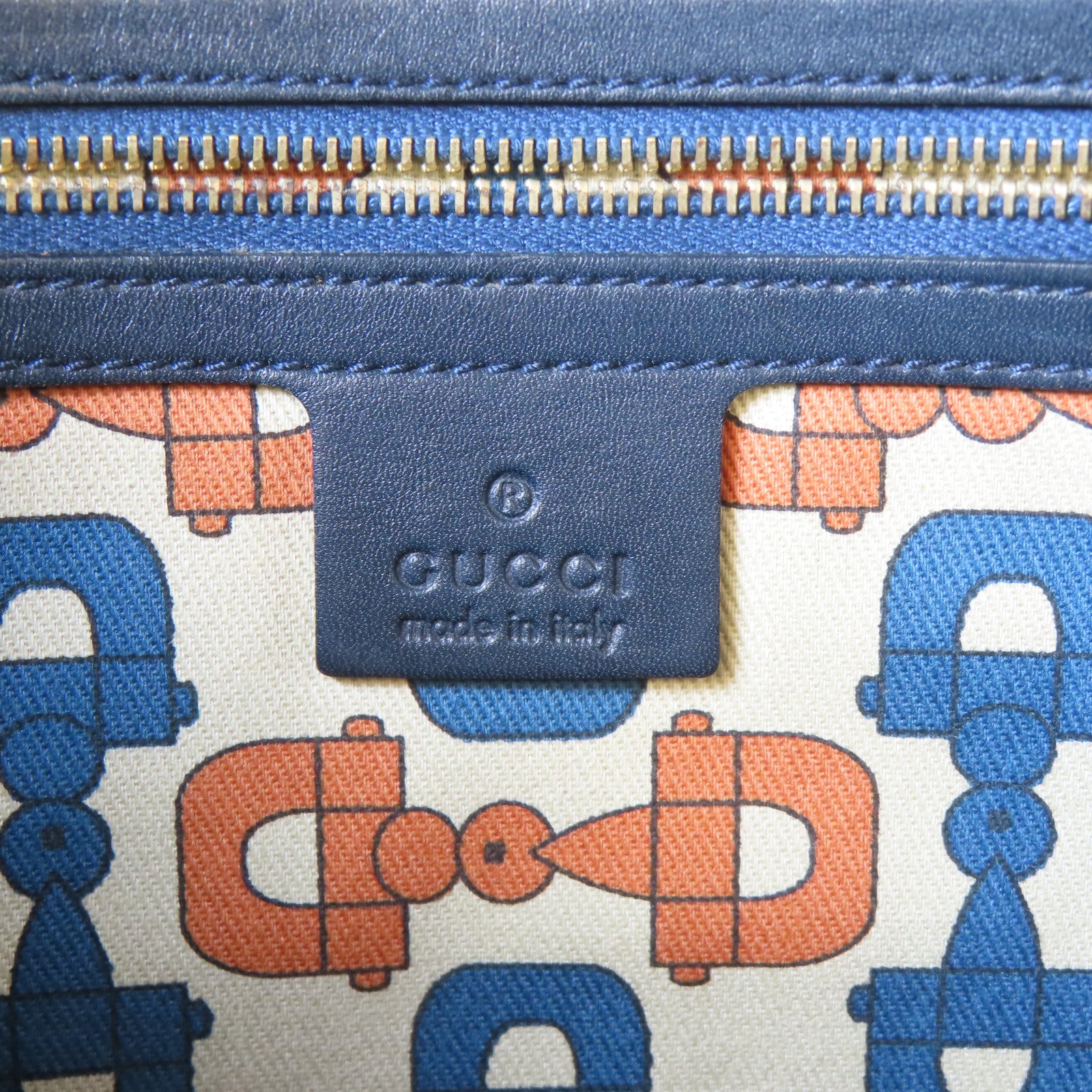 GUCCI 牛皮皮革Shoulder Bag金扣肩背袋深藍色