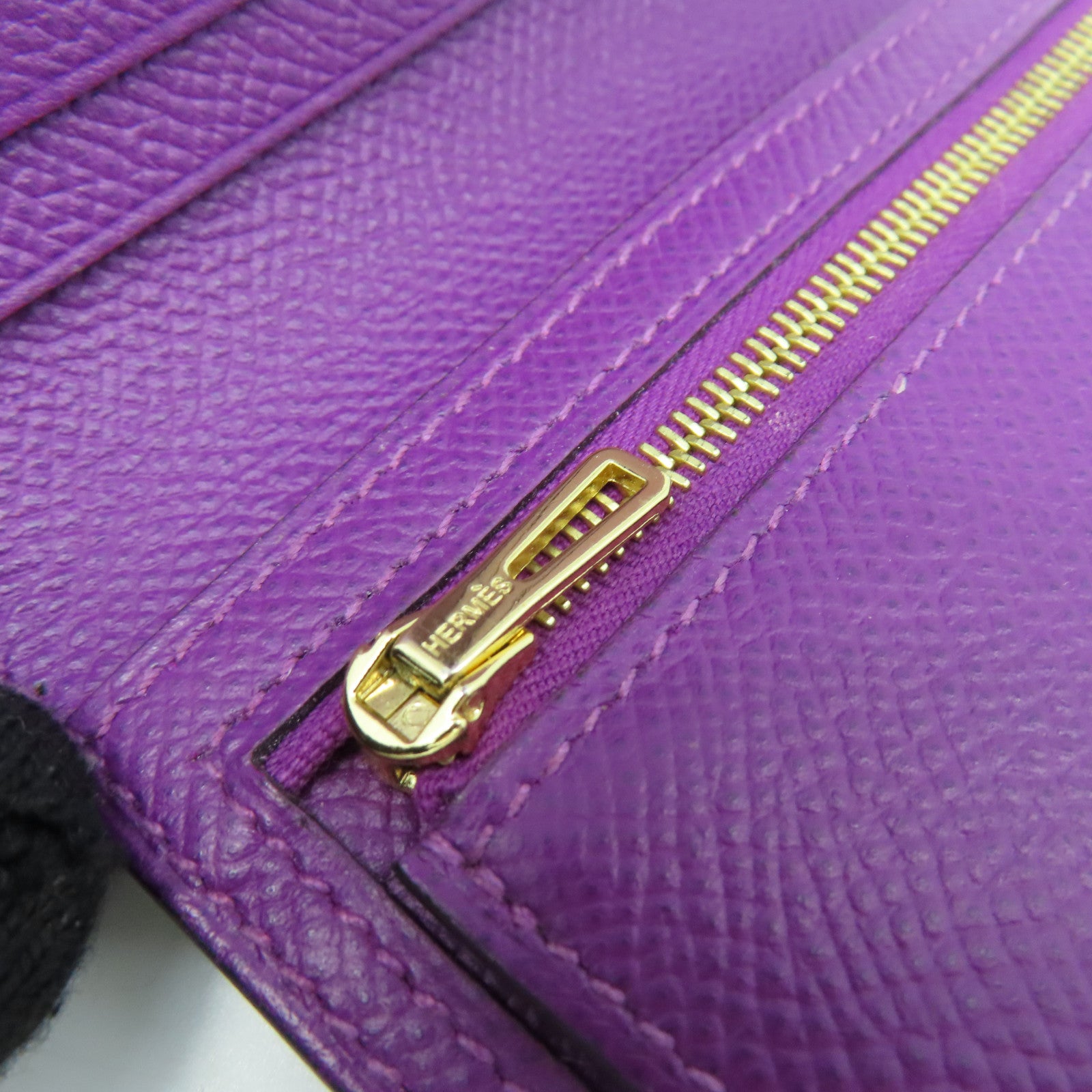 HERMES 【激減優惠】Epsom皮革Bearn Wallet金扣短錢包紫色