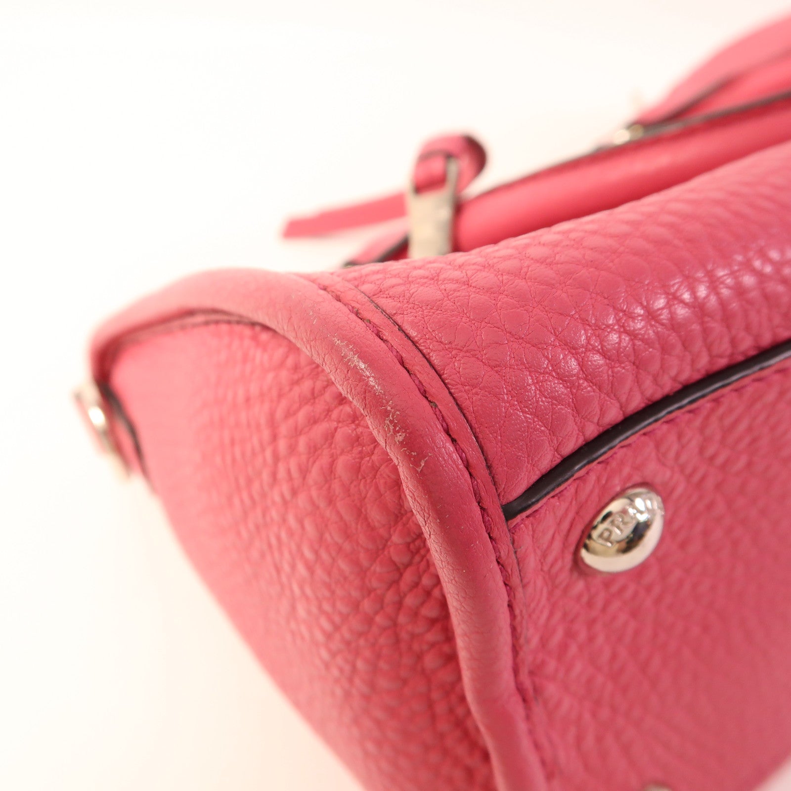 PRADA 牛皮皮革2way Shoulder銀扣手挽肩背兩用袋