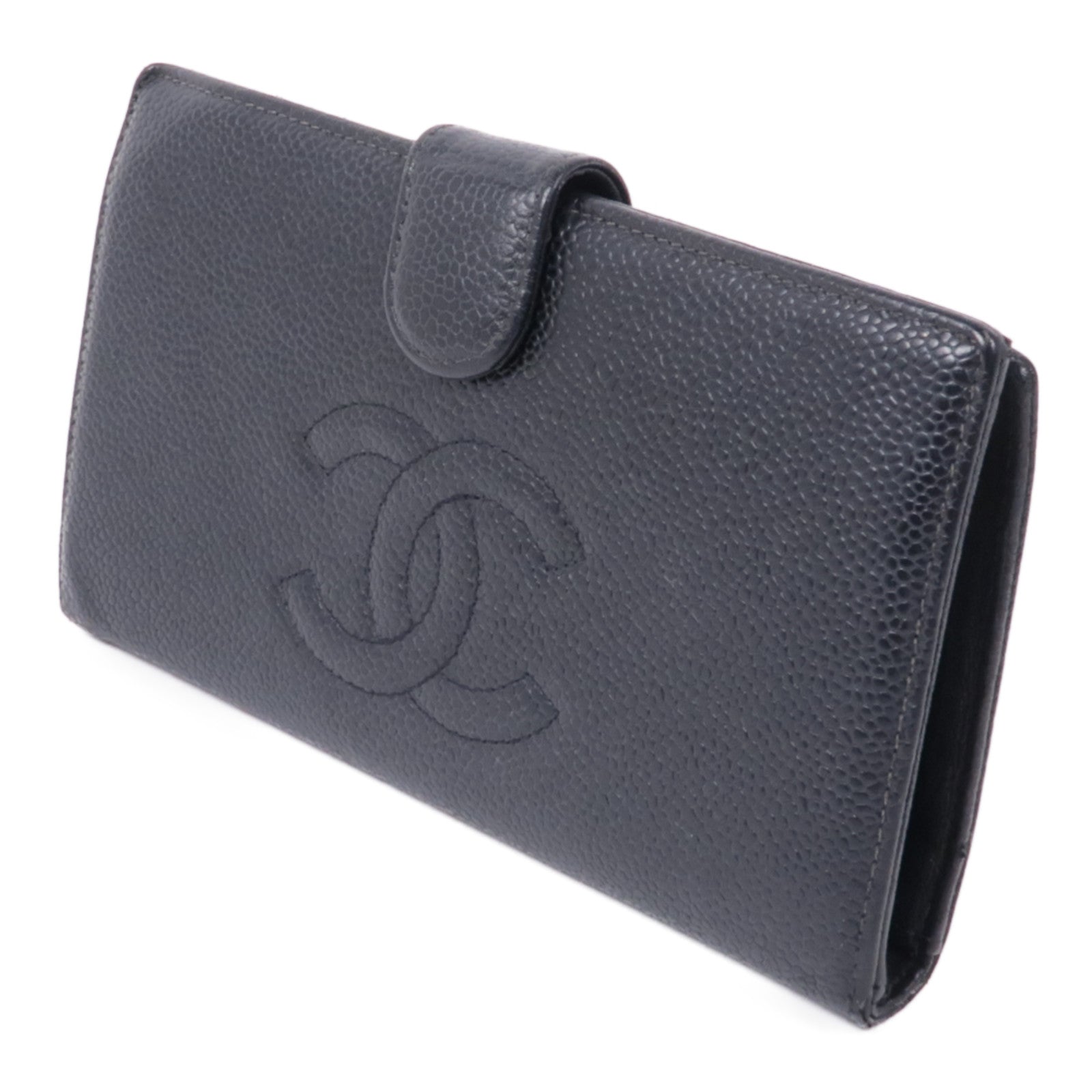 CHANEL 牛皮皮革Long Wallet金扣長錢包